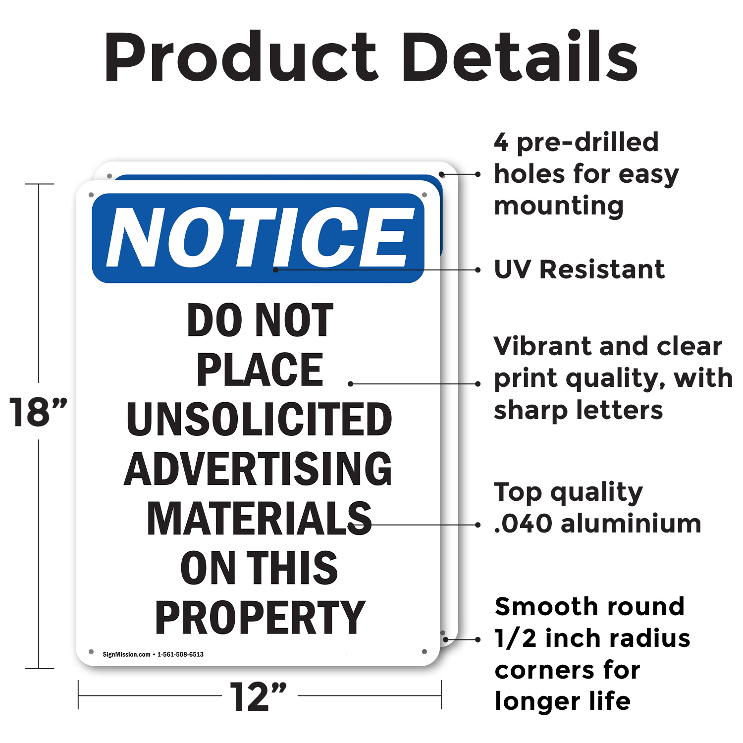 (2 Pack) Do Not Place Unsolicited Advertising OSHA Notice Sign Decal Metal - 第 9/21 張圖片