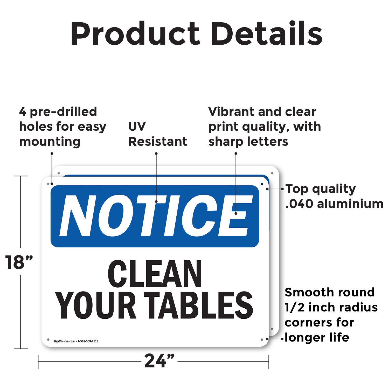(2 Pack) Clean Your Tables OSHA Notice Sign Decal Metal Plastic - 第 11/21 張圖片