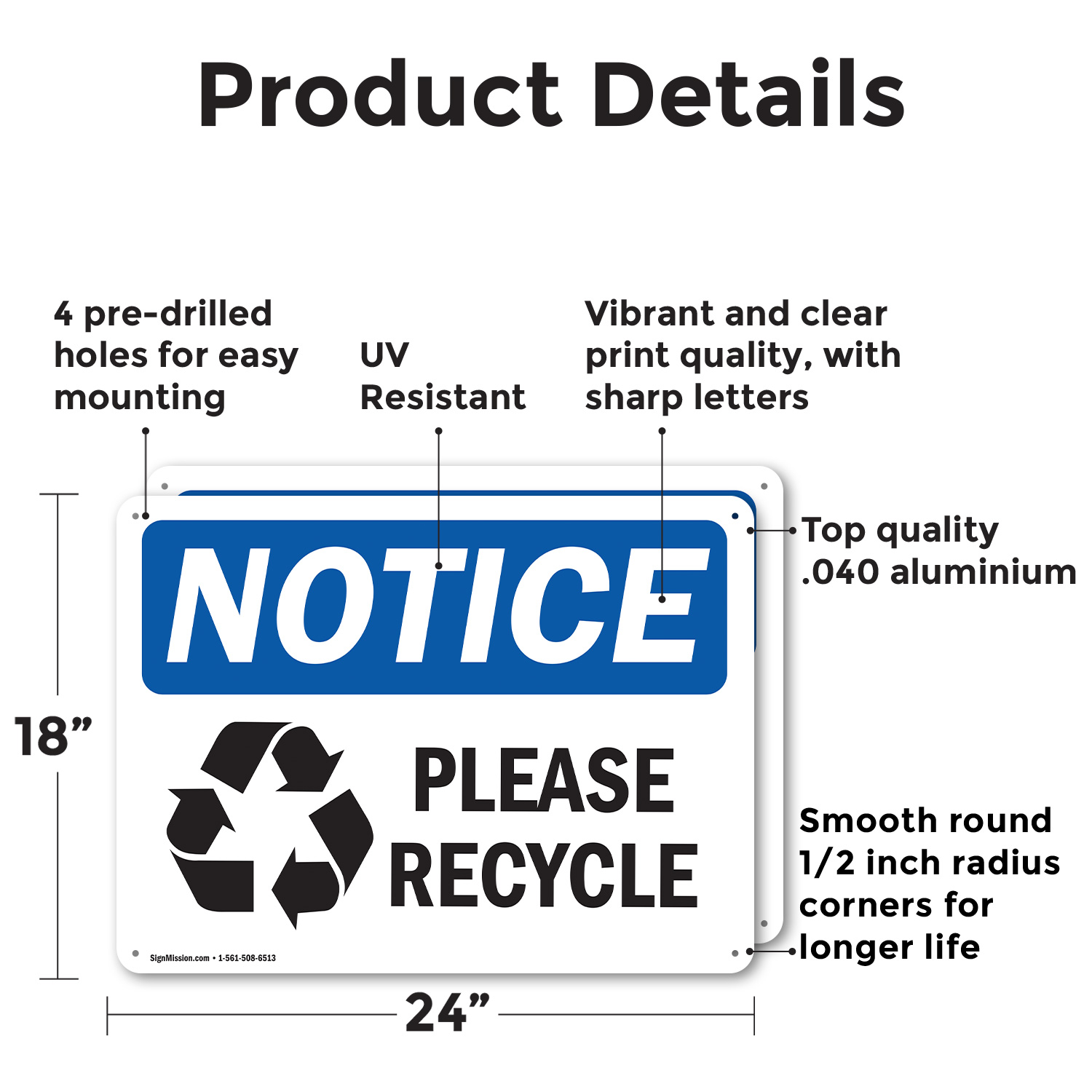 (2 Pack) Please Recycle OSHA Notice Sign Decal Metal Plastic - 第 11/21 張圖片