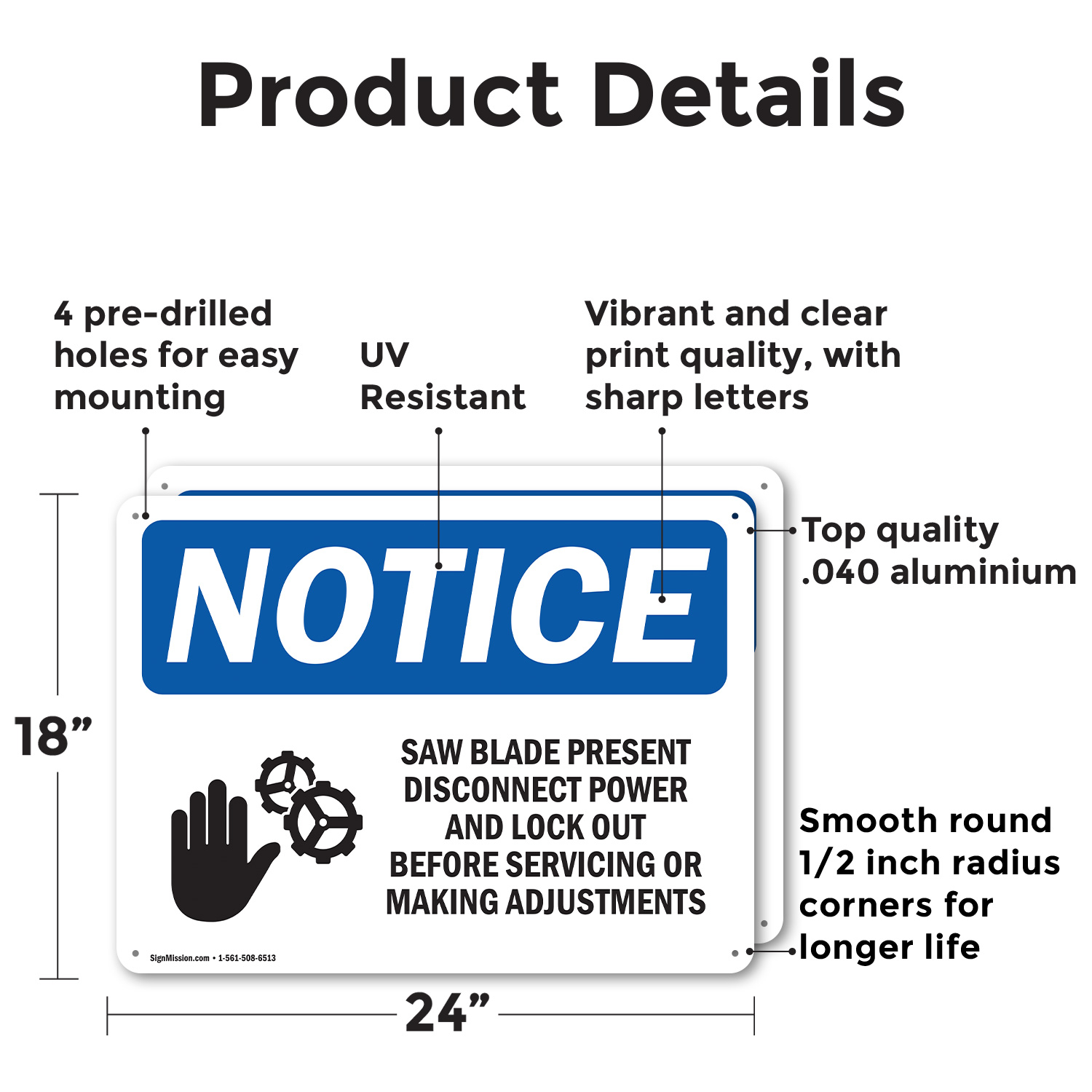 (2 Pack) Saw Blade Present Disconnect OSHA Notice Sign Decal Metal Plastic - 第 11/22 張圖片
