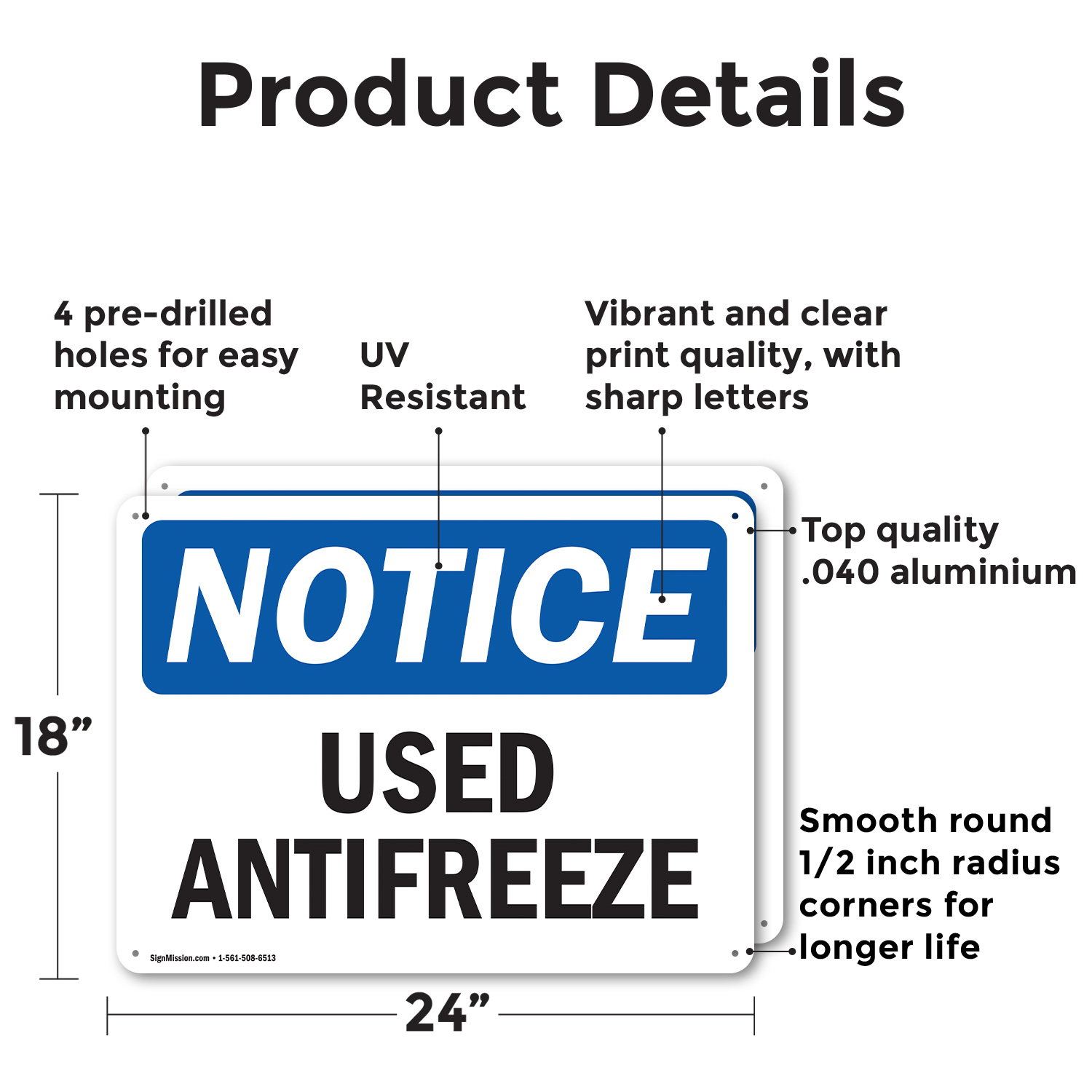 (2 Pack) Used Antifreeze OSHA Notice Sign Decal Metal Plastic - Picture 11 of 22