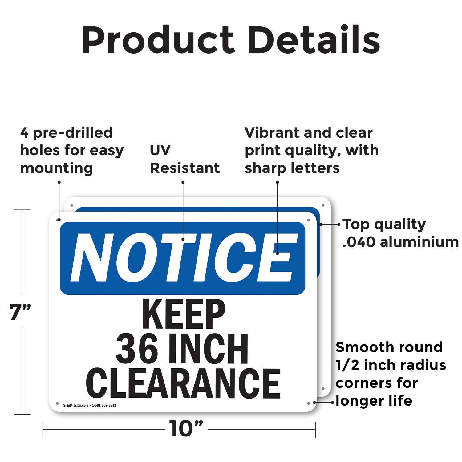 (2 Pack) Keep 36 Inch Clearance OSHA Notice Sign Decal Metal Plastic | eBay
