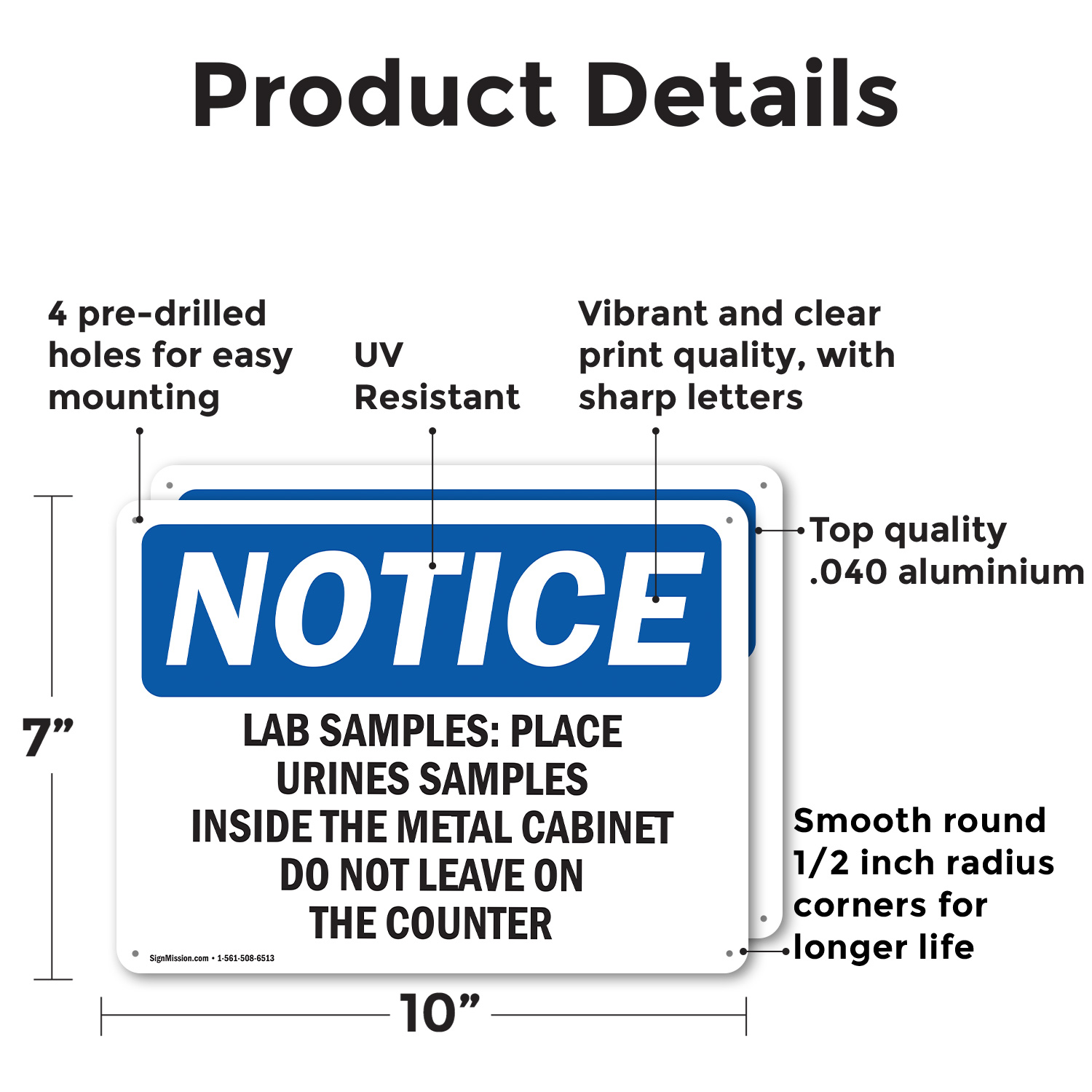 Transitional Sample Storage Sign (2 Pack) Lab Samples Place Urine Samples Inside OSHA Notice Sign Decal ...