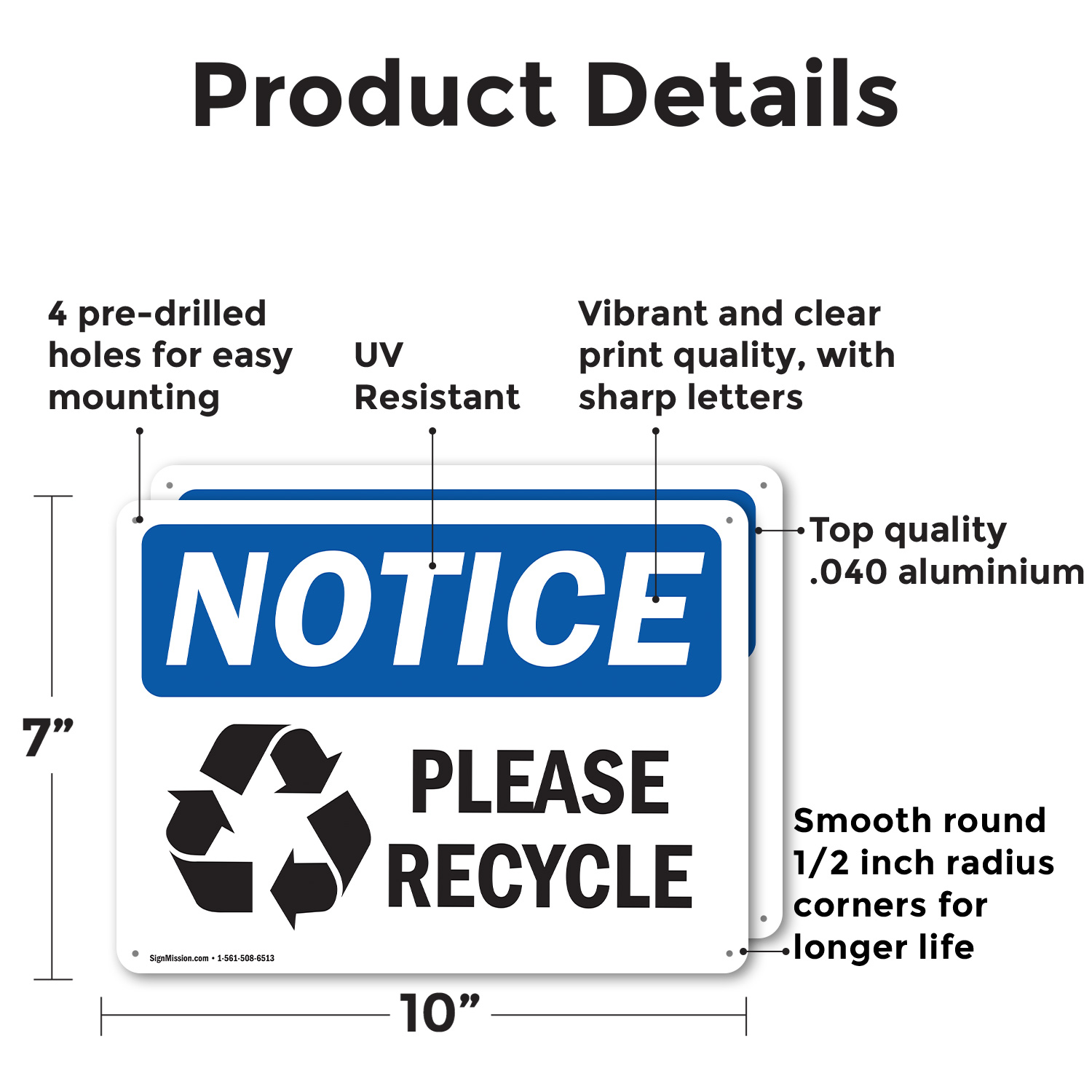 (2 Pack) Please Recycle OSHA Notice Sign Decal Metal Plastic - 第 9/21 張圖片