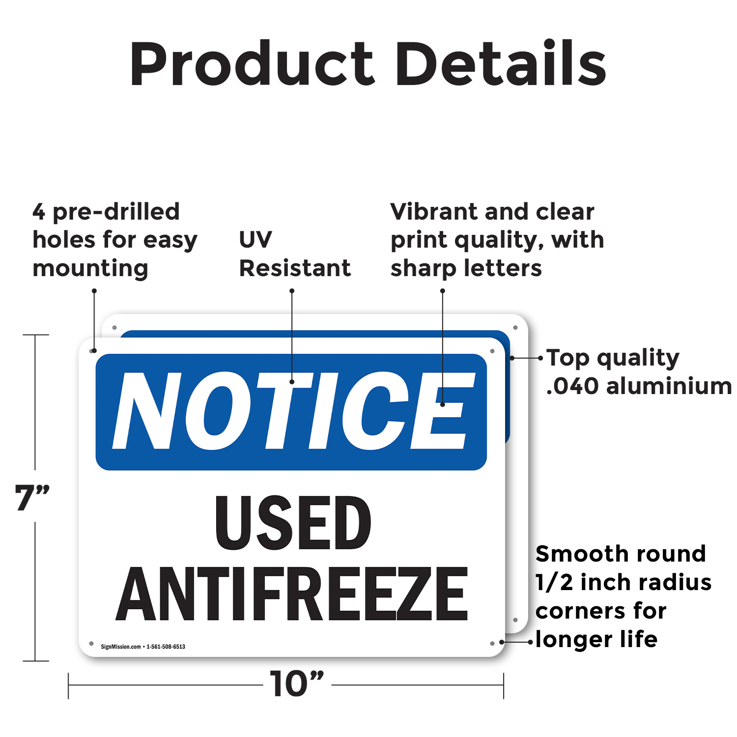 (2 Pack) Used Antifreeze OSHA Notice Sign Decal Metal Plastic - Picture 9 of 22