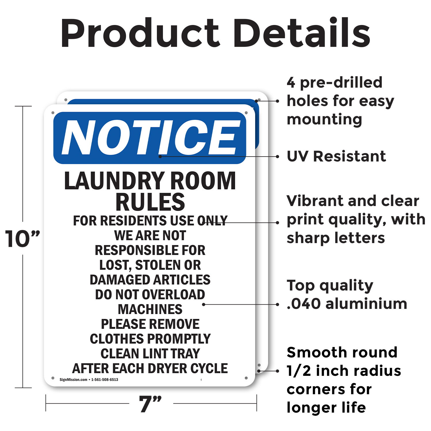 (2 Pack) Laundry Room Rules For Residents OSHA Notice Sign Decal Metal Plastic - 第 22/22 張圖片
