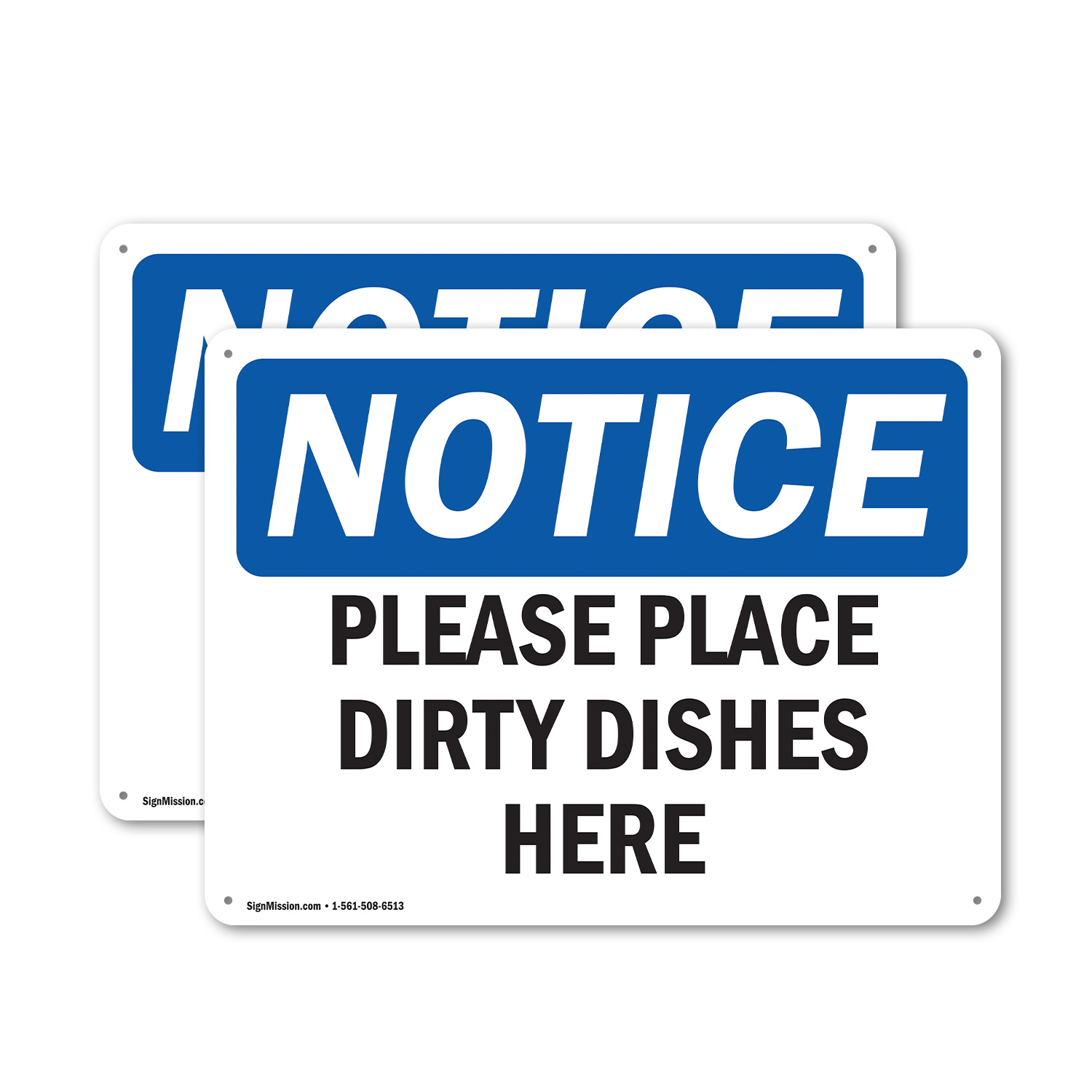 2 Pack) Please Place Dirty Dishes Here OSHA Notice Sign Decal