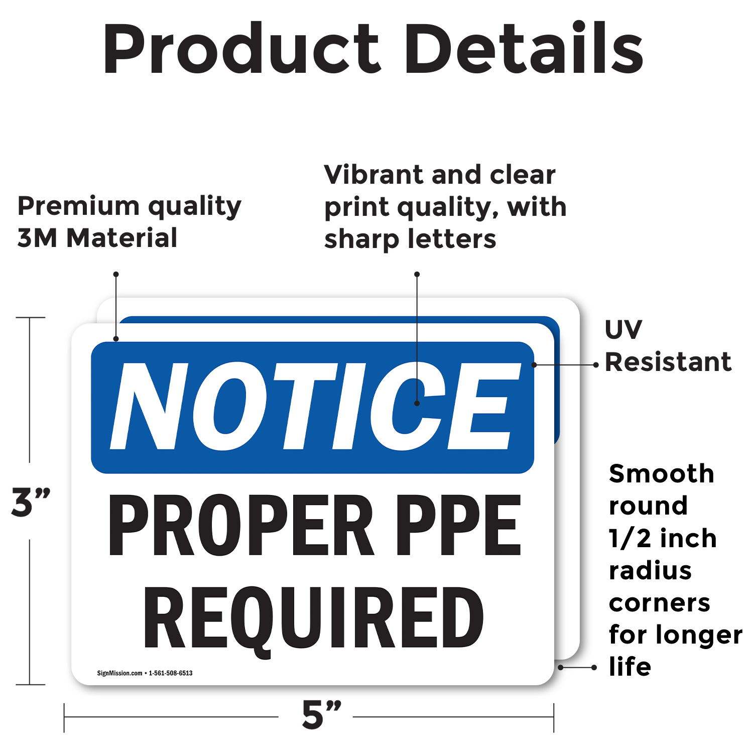 (2 Pack) Proper PPE Required OSHA Notice Sign Decal Metal Plastic - 第 13/23 張圖片