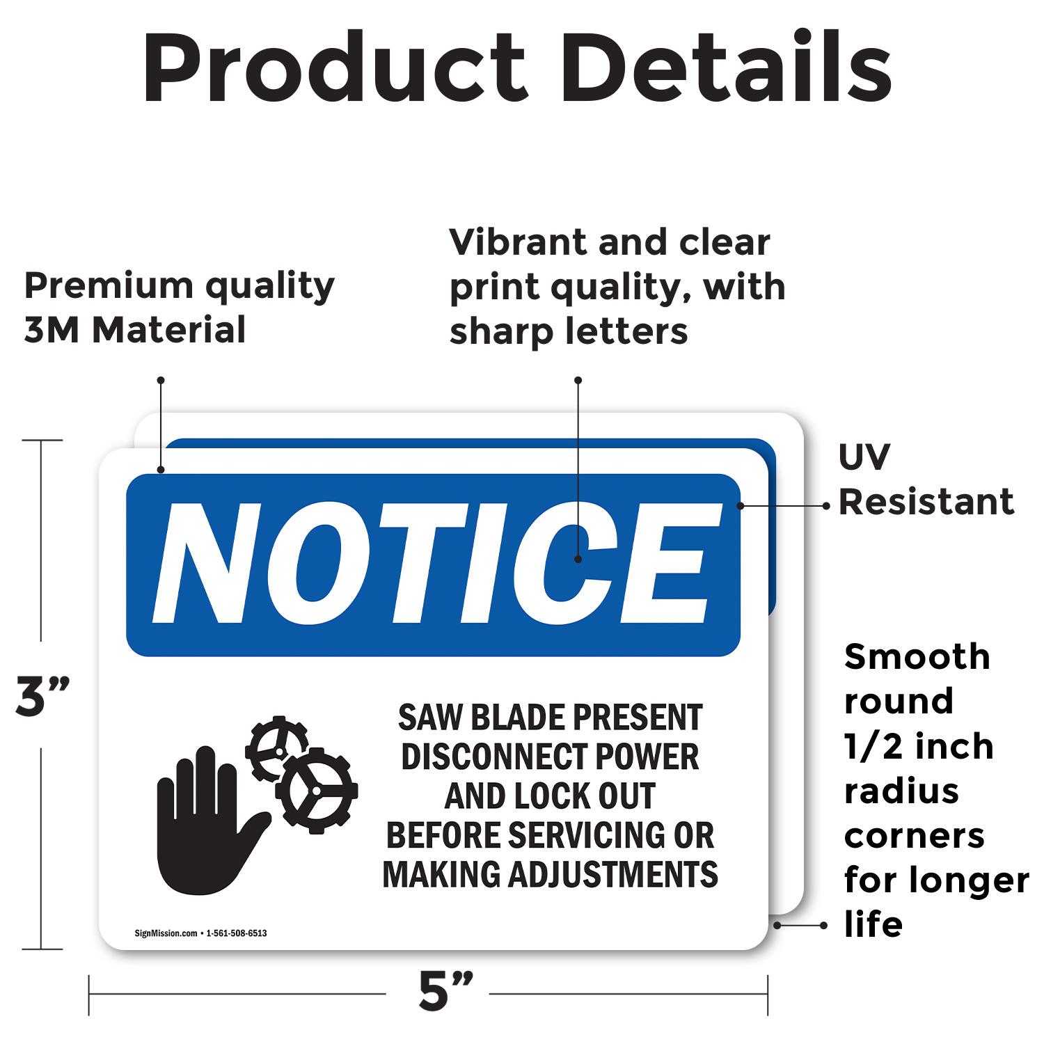(2 Pack) Saw Blade Present Disconnect OSHA Notice Sign Decal Metal Plastic - 第 13/22 張圖片
