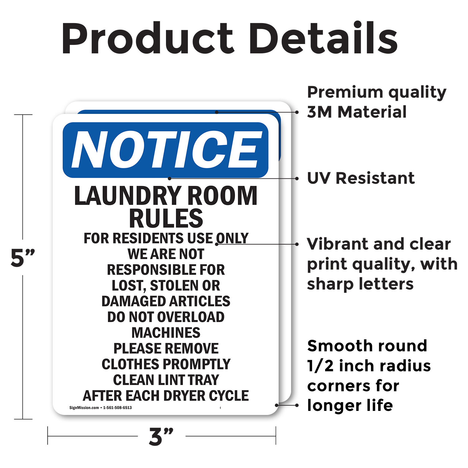 (2 Pack) Laundry Room Rules For Residents OSHA Notice Sign Decal Metal Plastic - 第 12/22 張圖片