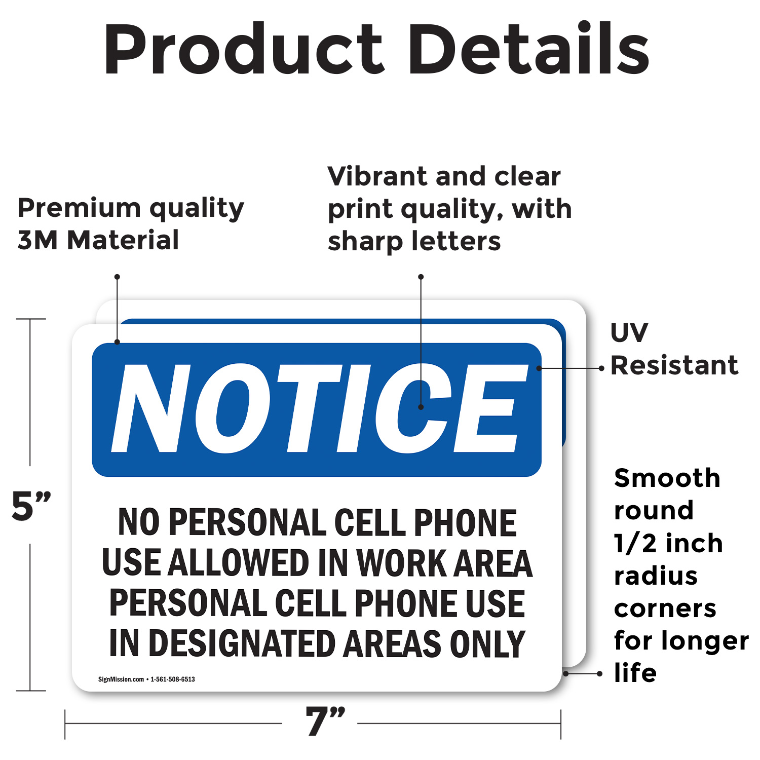 2 Pack) Nitrogen Gas Sign With Symbol OSHA Notice Sign 5 Inch X 3.5 Inch Vinyl Label Decal Sticker Weather Resistant, UV Protected For Workplace, Business, And Construction Site, Made In