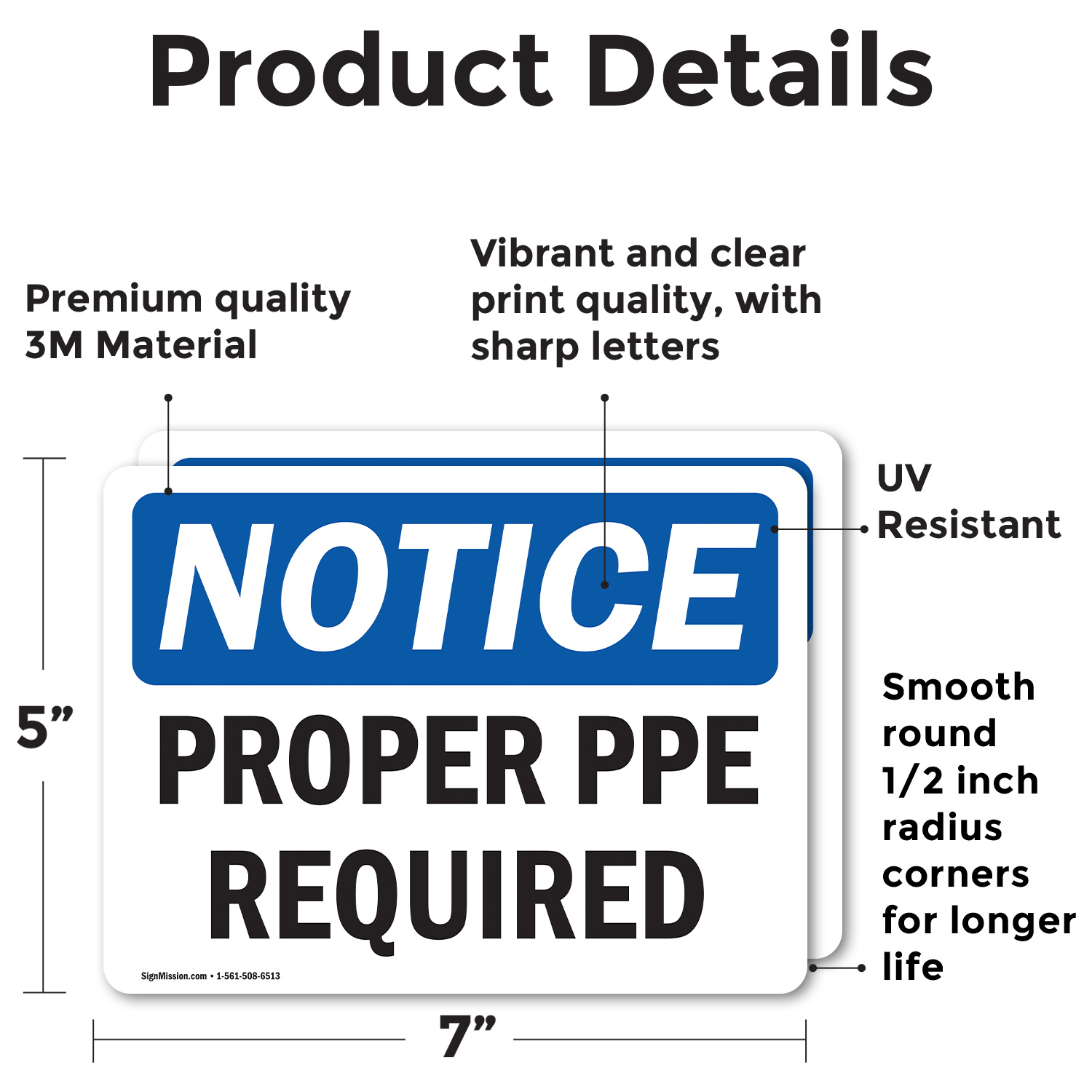 (2 Pack) Proper PPE Required OSHA Notice Sign Decal Metal Plastic - 第 19/23 張圖片