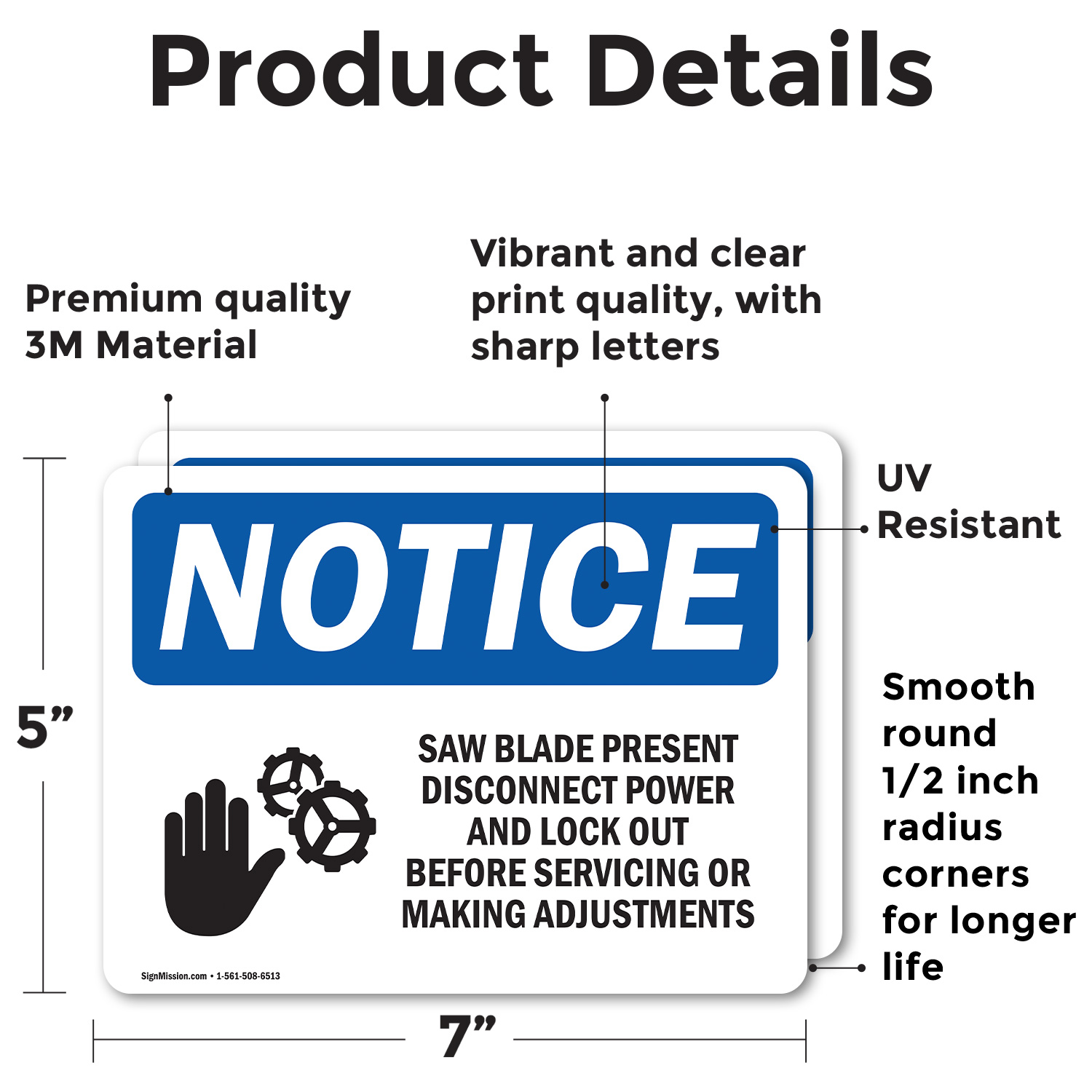 (2 Pack) Saw Blade Present Disconnect OSHA Notice Sign Decal Metal Plastic - 第 19/22 張圖片