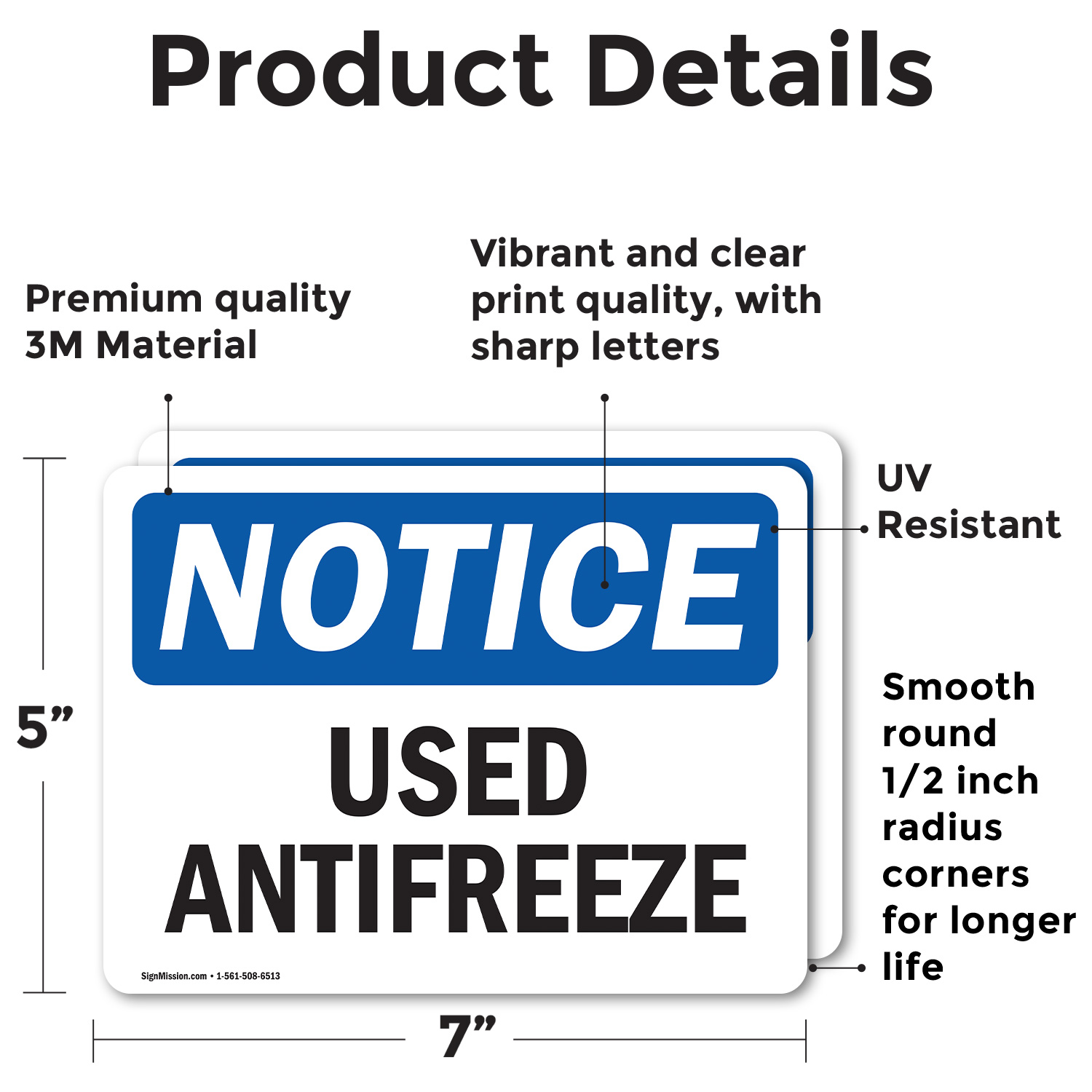 (2 Pack) Used Antifreeze OSHA Notice Sign Decal Metal Plastic - Picture 18 of 22