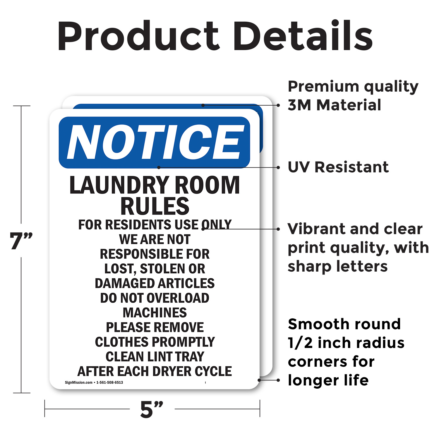 (2 Pack) Laundry Room Rules For Residents OSHA Notice Sign Decal Metal Plastic - 第 17/22 張圖片