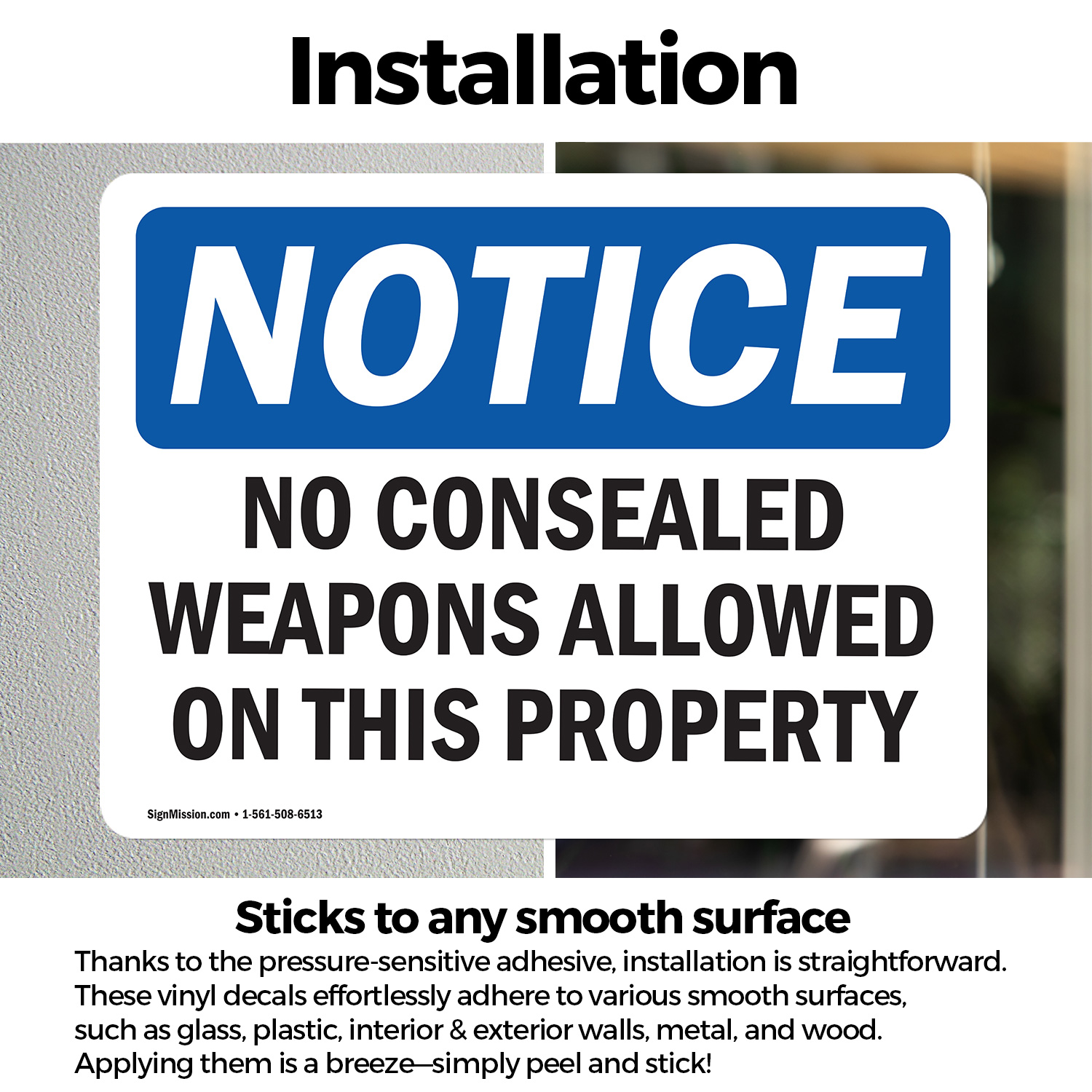 (2 Pack) No Concealed Weapons On Property OSHA Notice Sign Decal Metal Plastic - 第 14/23 張圖片
