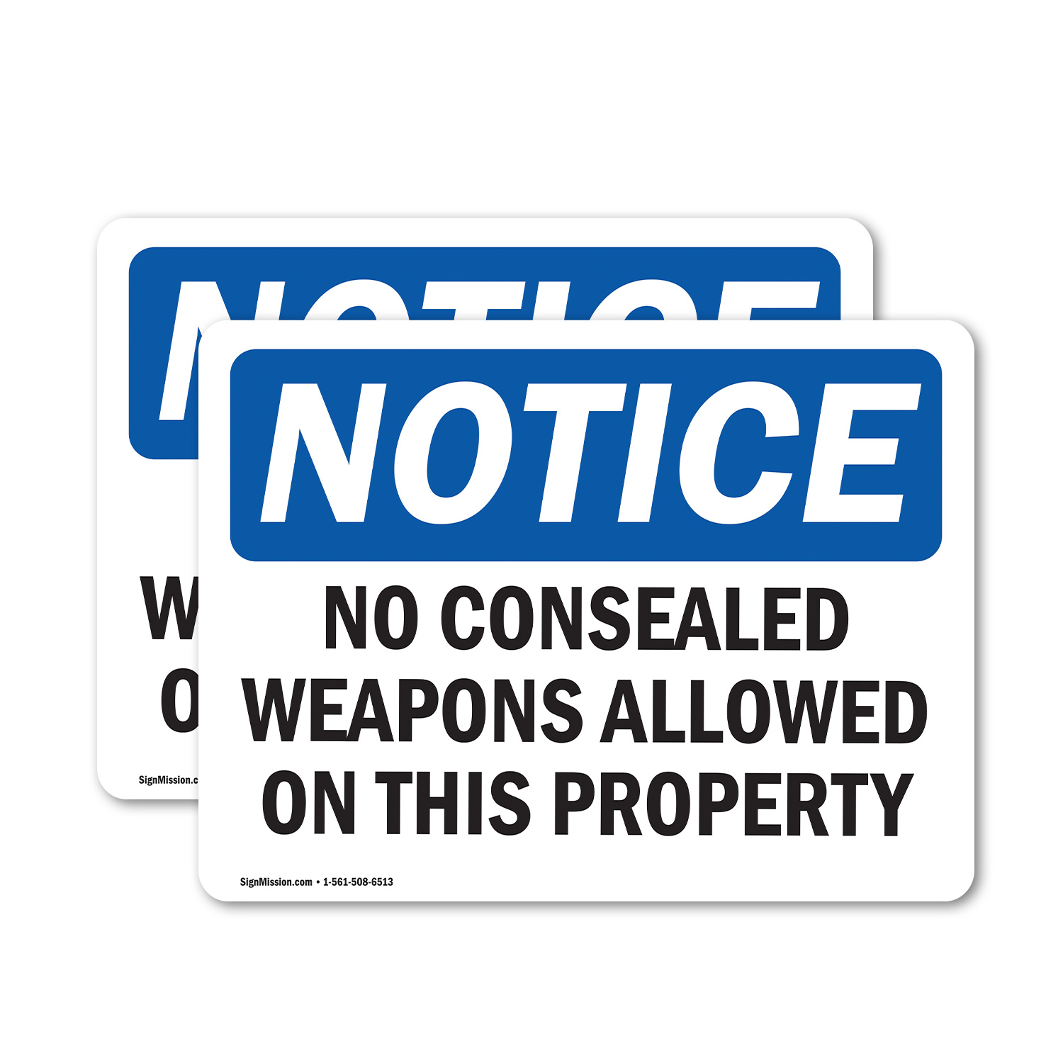 (2 Pack) No Concealed Weapons On Property OSHA Notice Sign Decal Metal Plastic - 第 12/23 張圖片