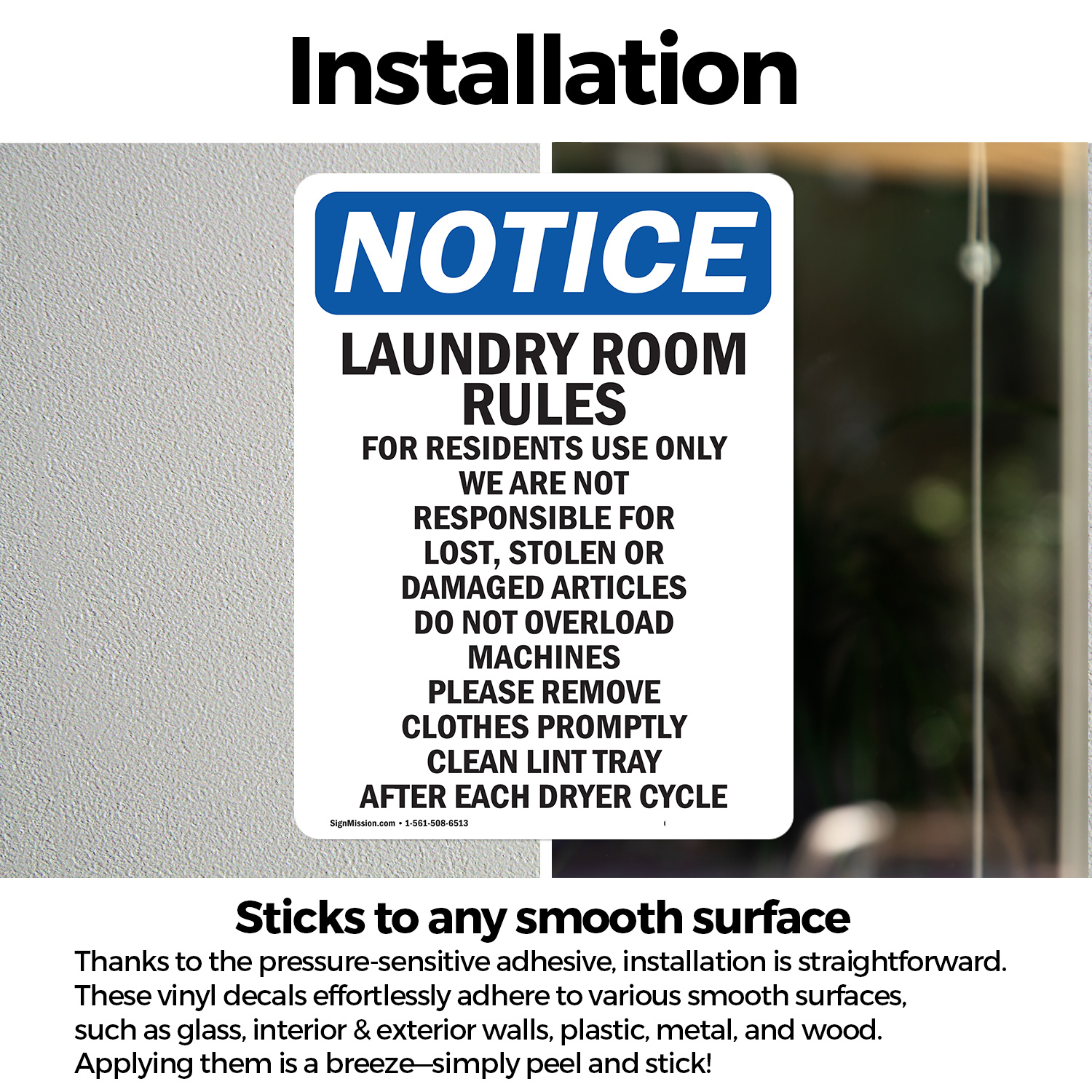 (2 Pack) Laundry Room Rules For Residents OSHA Notice Sign Decal Metal Plastic - 第 13/22 張圖片