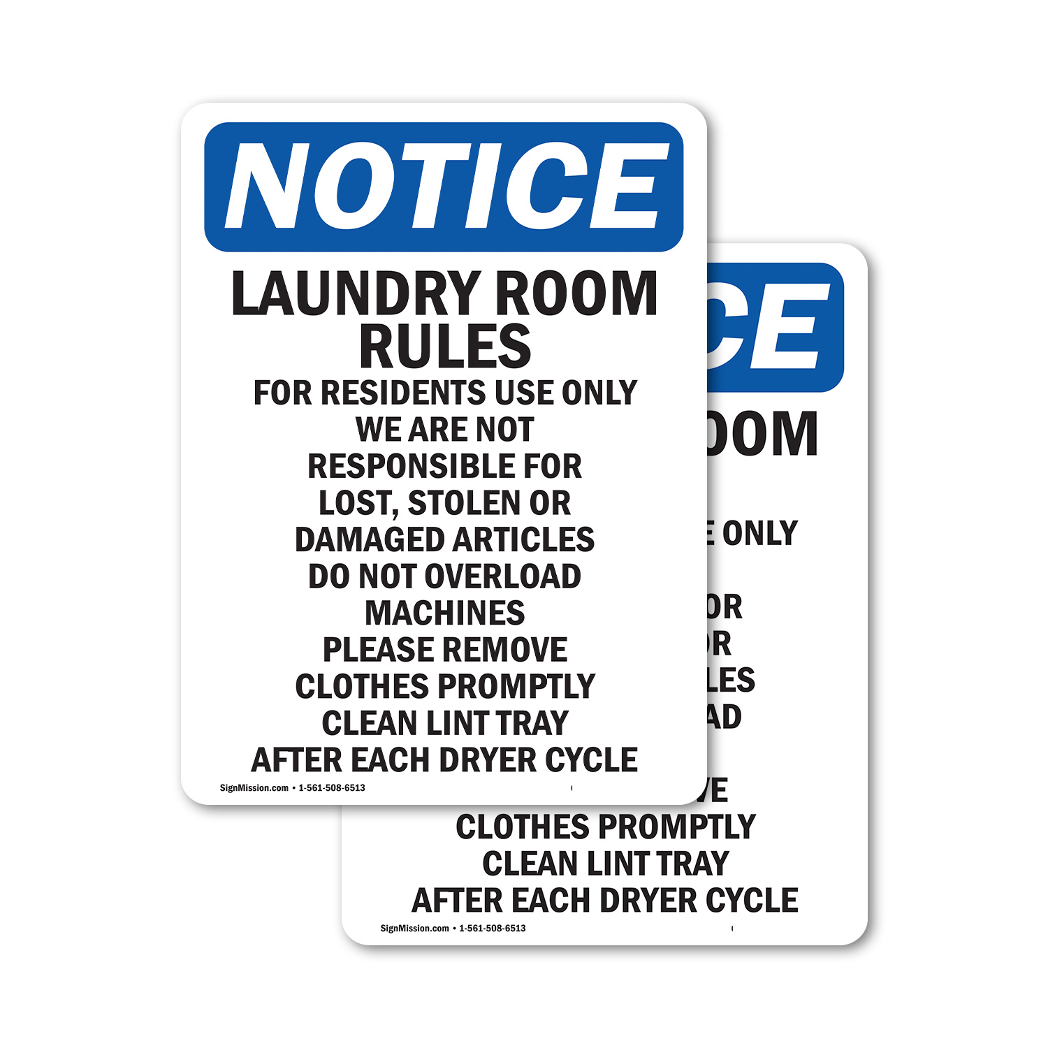 (2 Pack) Laundry Room Rules For Residents OSHA Notice Sign Decal Metal Plastic - 第 11/22 張圖片