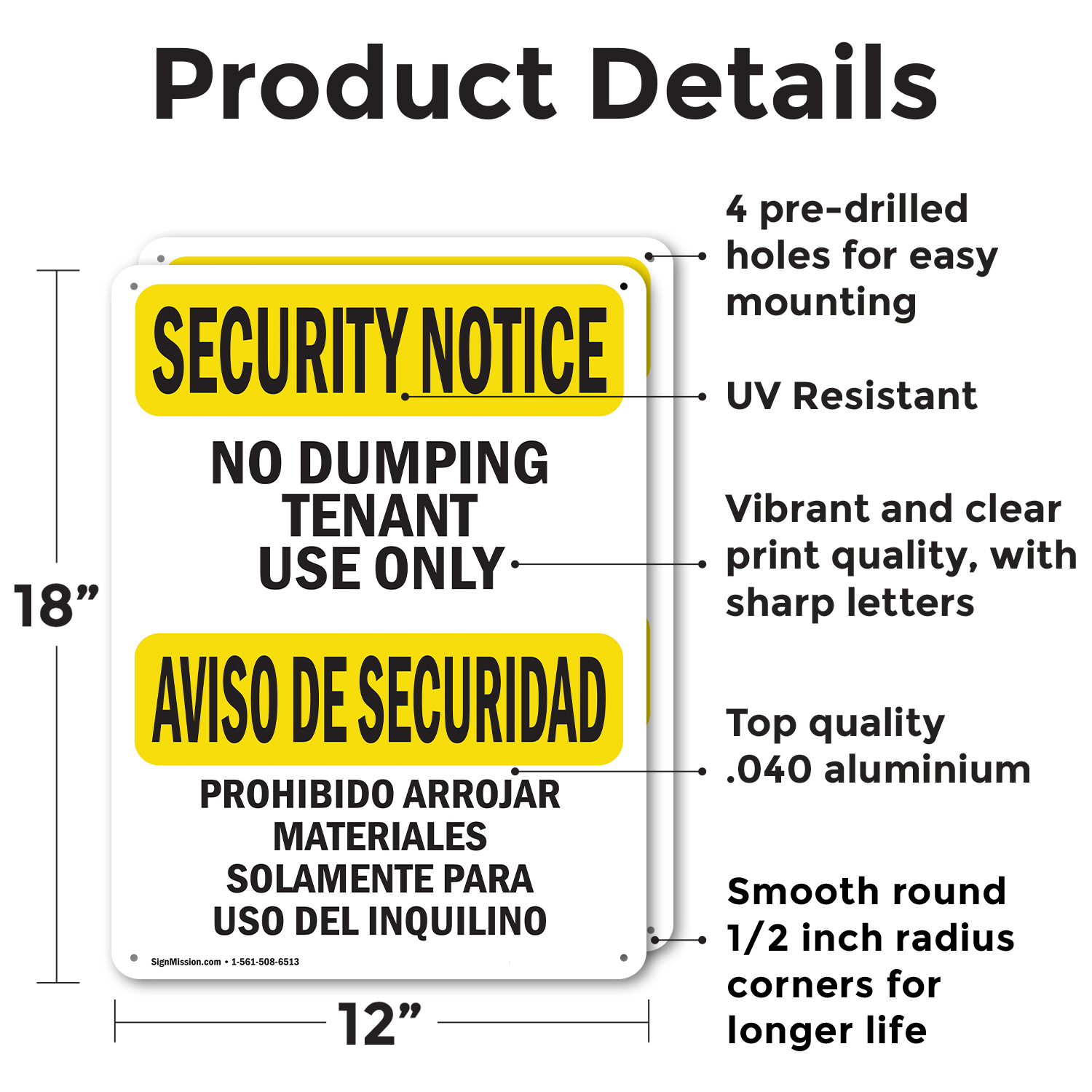 (2 confezioni) No Dumping Inquilino Solo Bilingue OSHA Avviso di Sicurezza Cartello Decalcomania Metallo - Foto 9 di 22