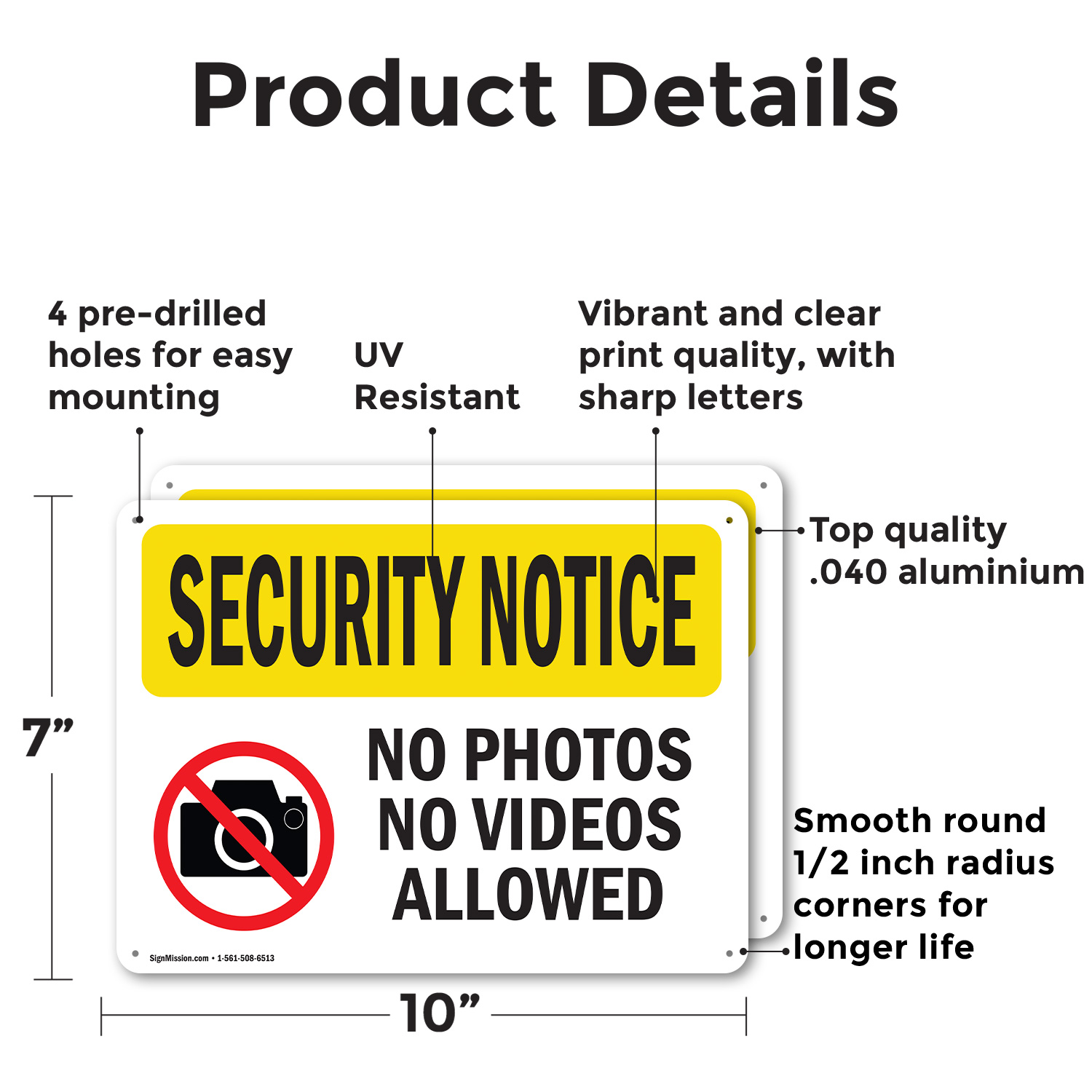 (2 Pack) No Photos Or Video Allowed OSHA Security Notice Sign Decal Metal - Picture 9 of 21