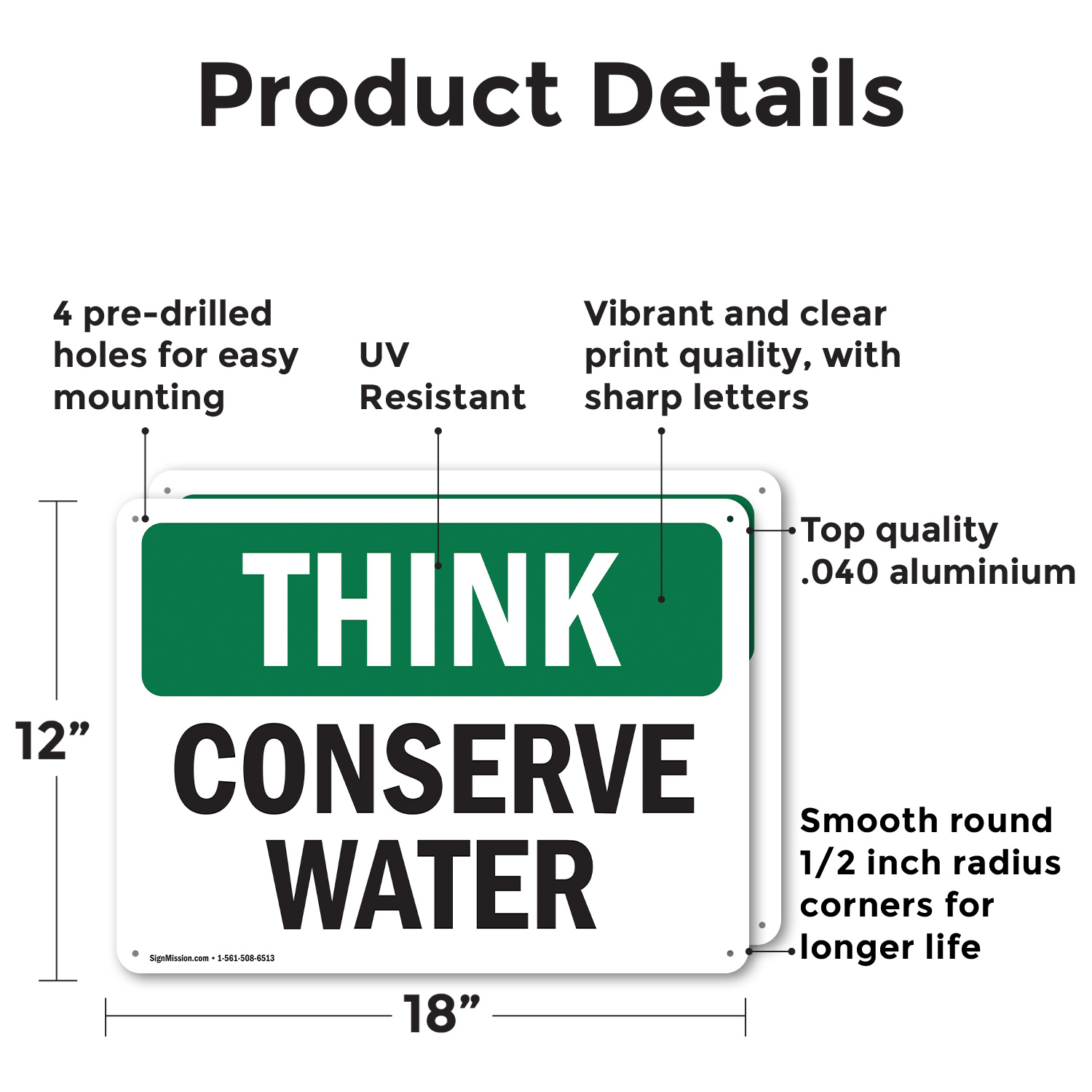 (2 Pack) Conserve Water OSHA Think Sign Decal Metal Plastic - Picture 10 of 21