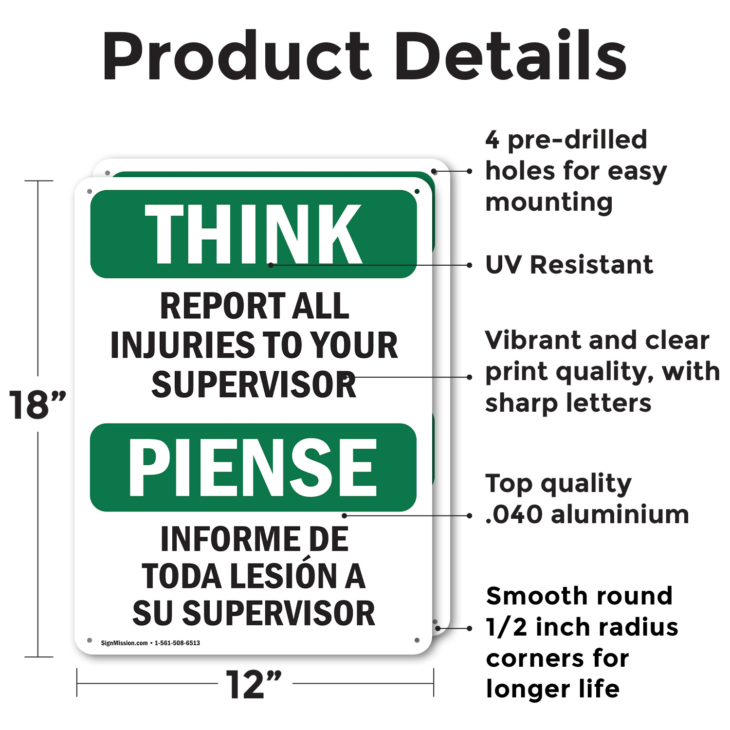 (2 Pack) Report All Injuries To Your Supervisor OSHA Think Sign Decal Metal - Picture 9 of 22