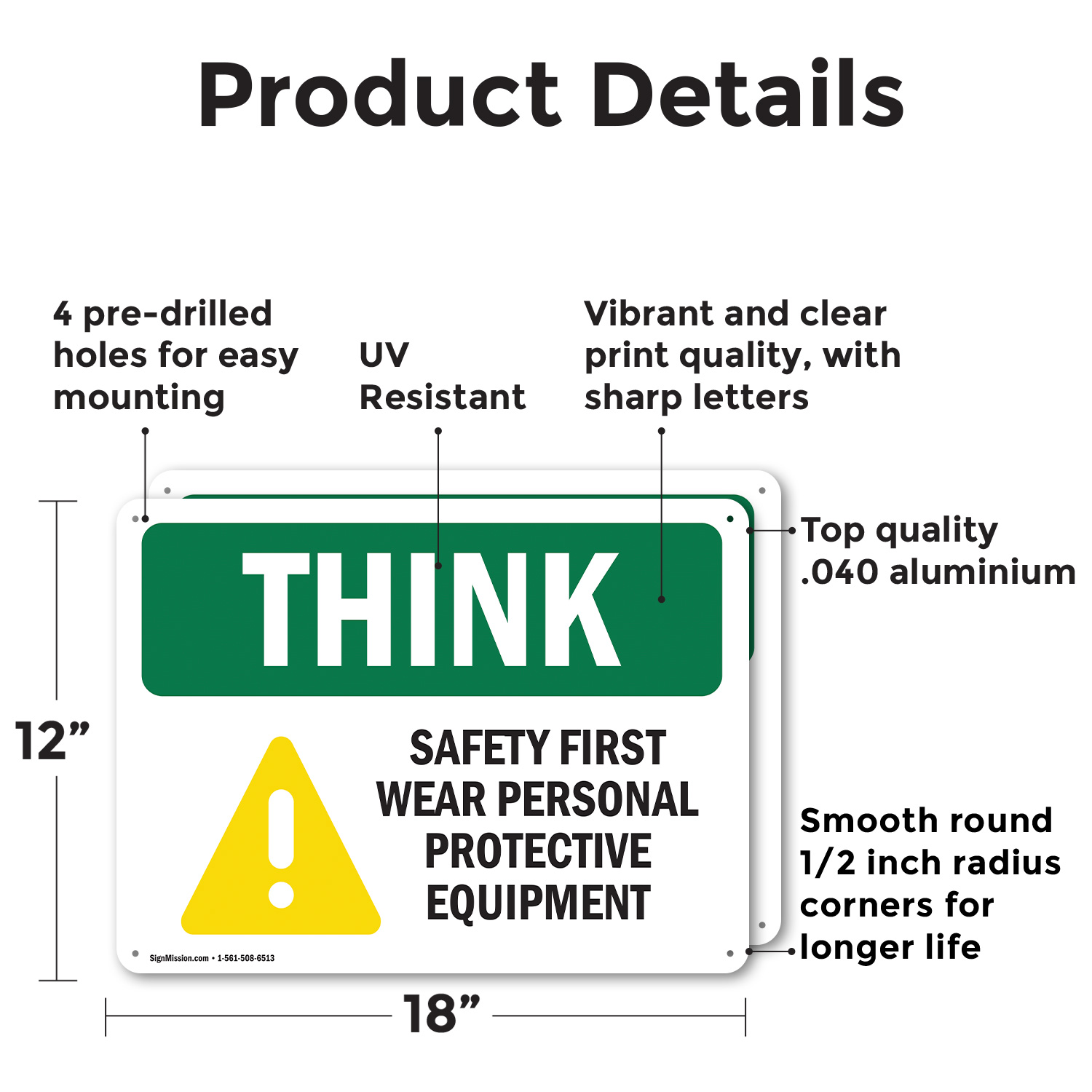 (2 Pack) Wear PPE With Symbol OSHA Think Sign Decal Metal Plastic - Picture 10 of 21