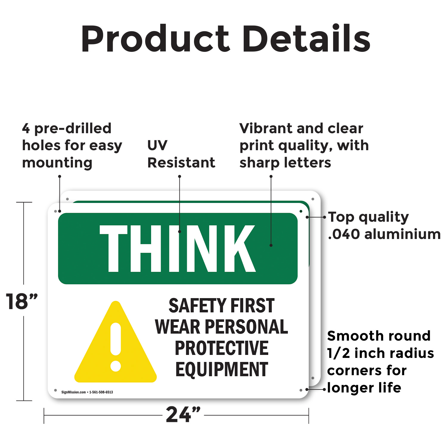 (2 Pack) Wear PPE With Symbol OSHA Think Sign Decal Metal Plastic - Picture 11 of 21