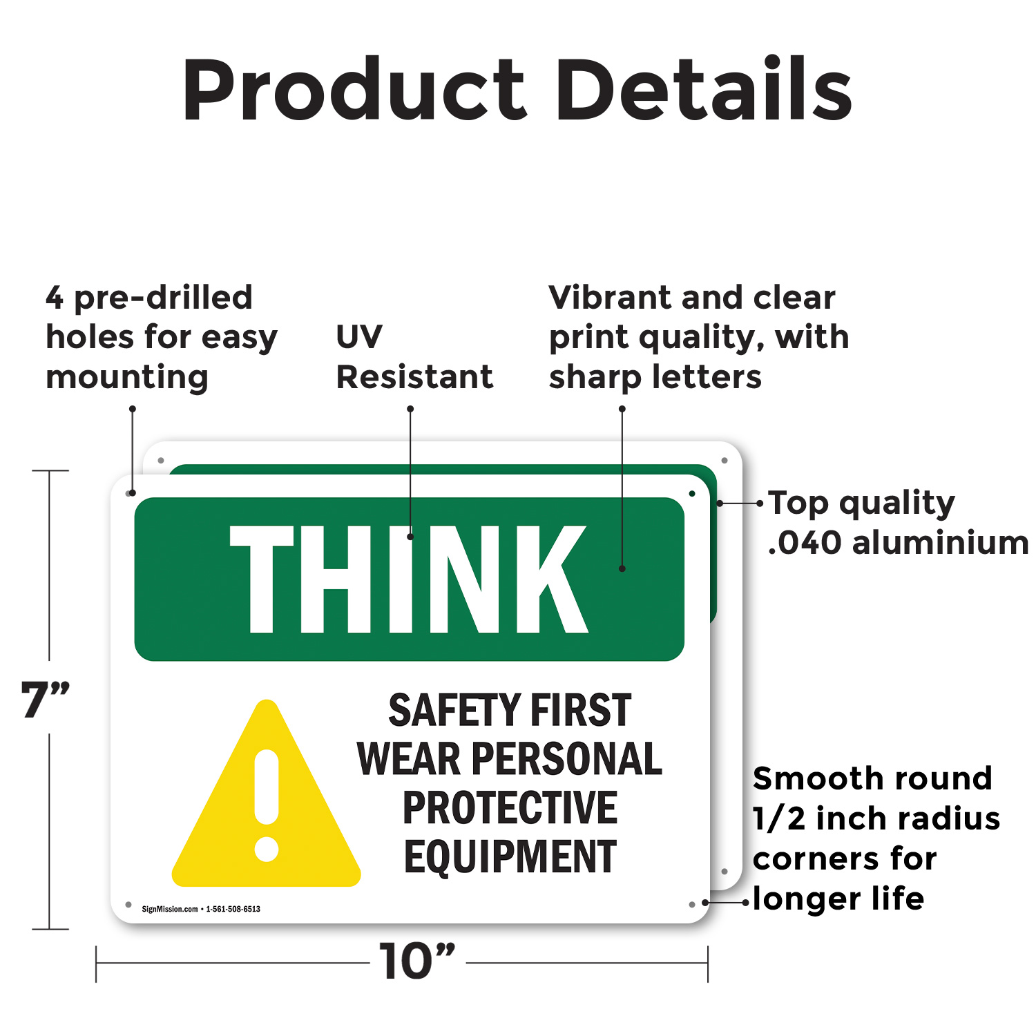 (2 Pack) Wear PPE With Symbol OSHA Think Sign Decal Metal Plastic - Picture 9 of 21