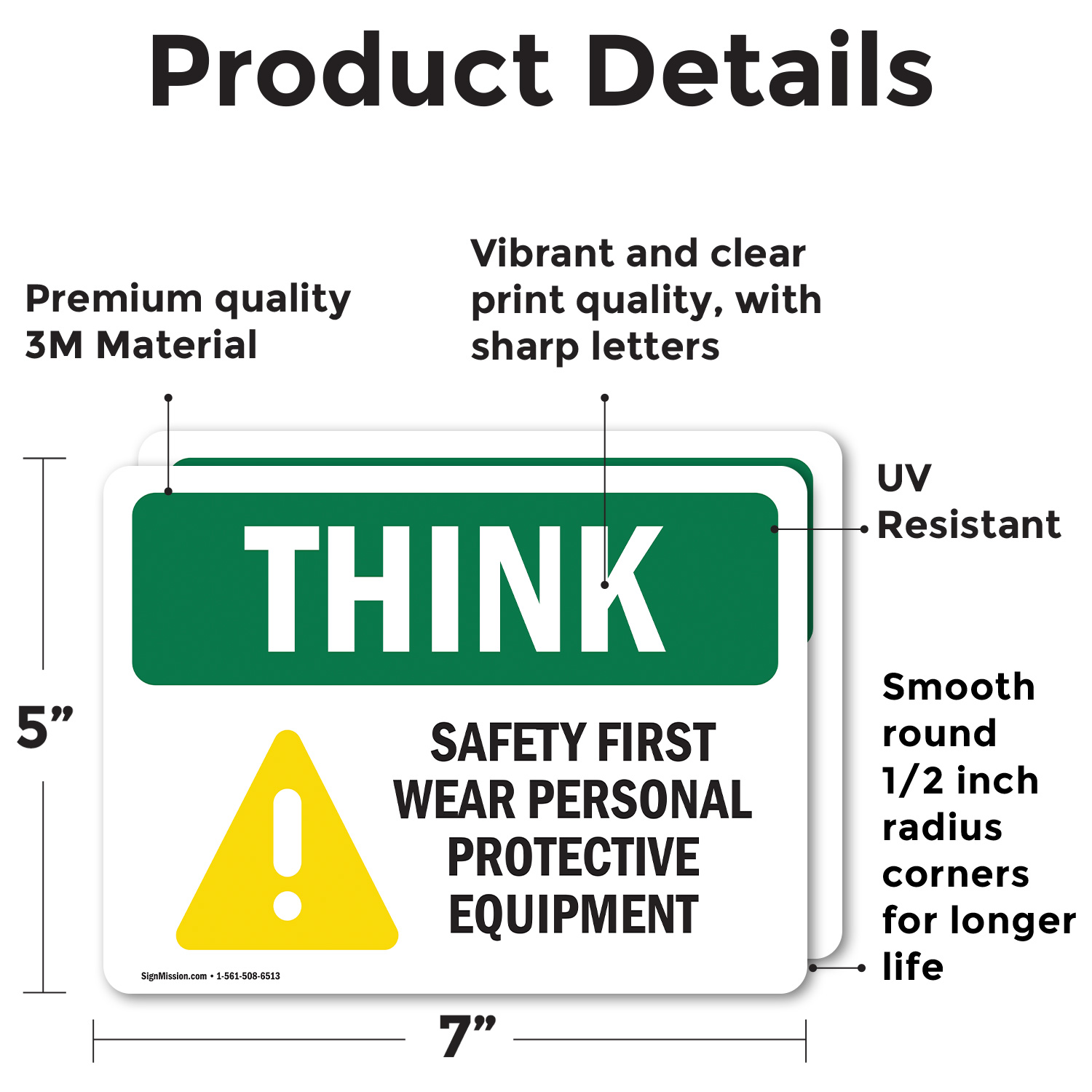 (2 Pack) Wear PPE With Symbol OSHA Think Sign Decal Metal Plastic - Picture 18 of 21