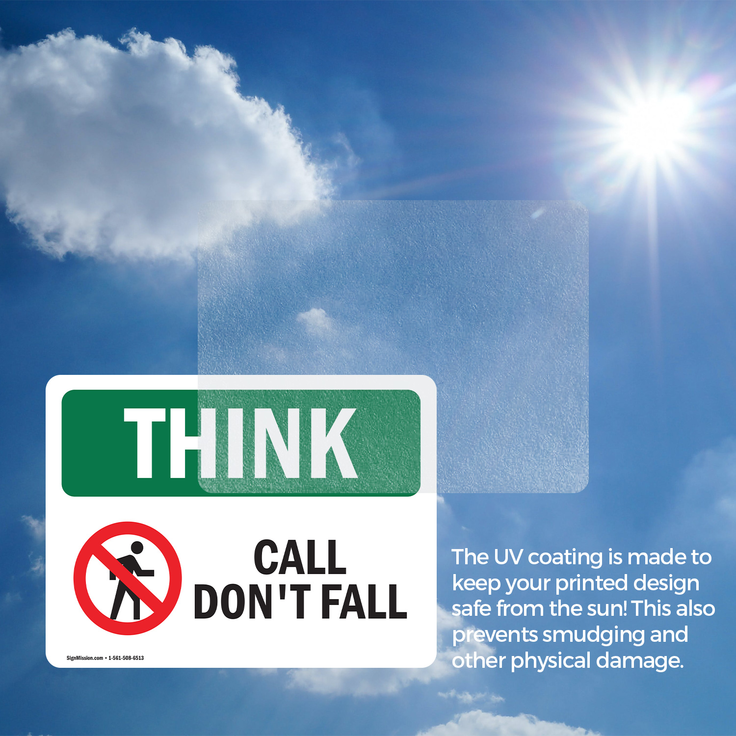 (2 Pack) Call Don't Fall With Symbol OSHA Think Sign Decal Metal Plastic - Picture 16 of 21