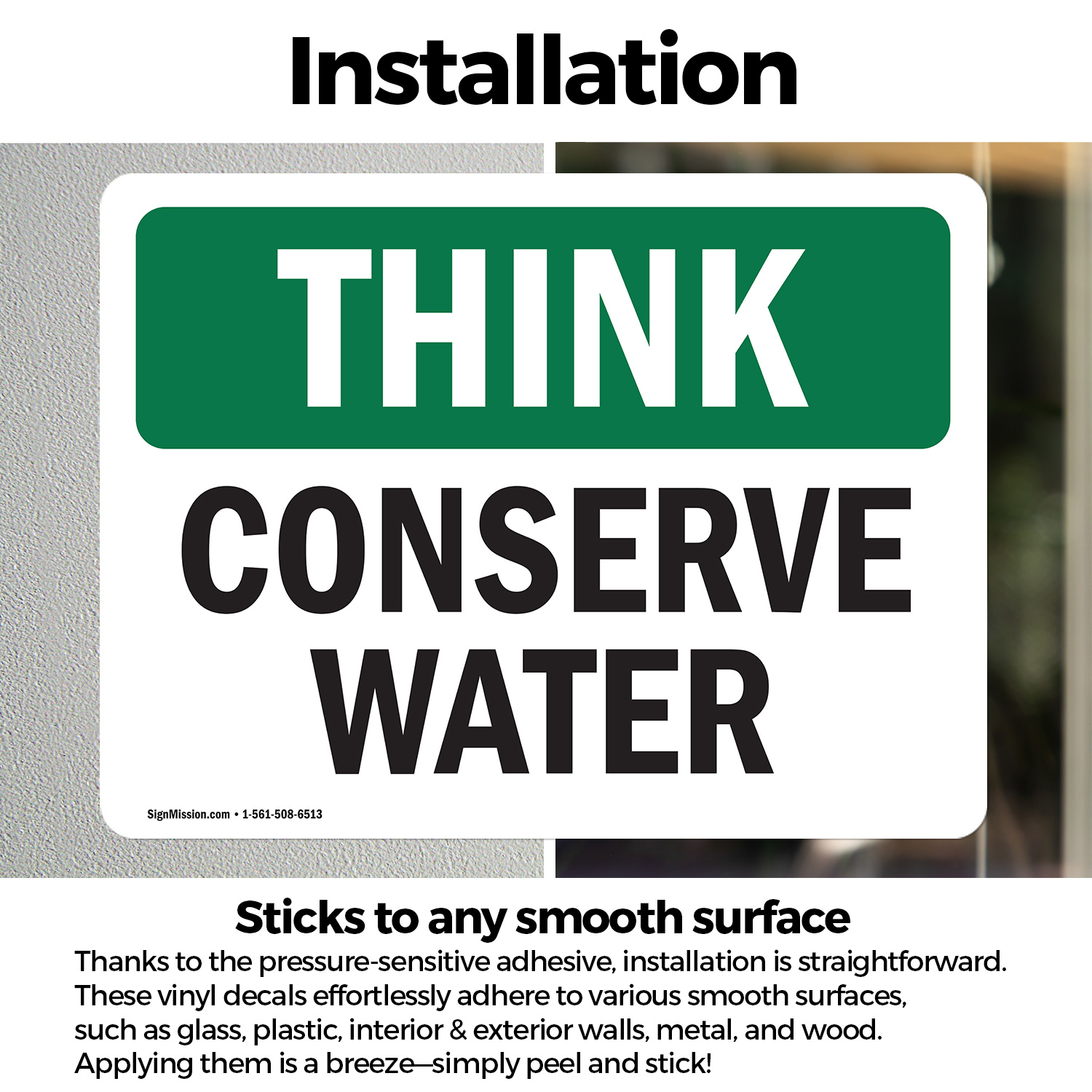 (2 Pack) Conserve Water OSHA Think Sign Decal Metal Plastic - Picture 14 of 21