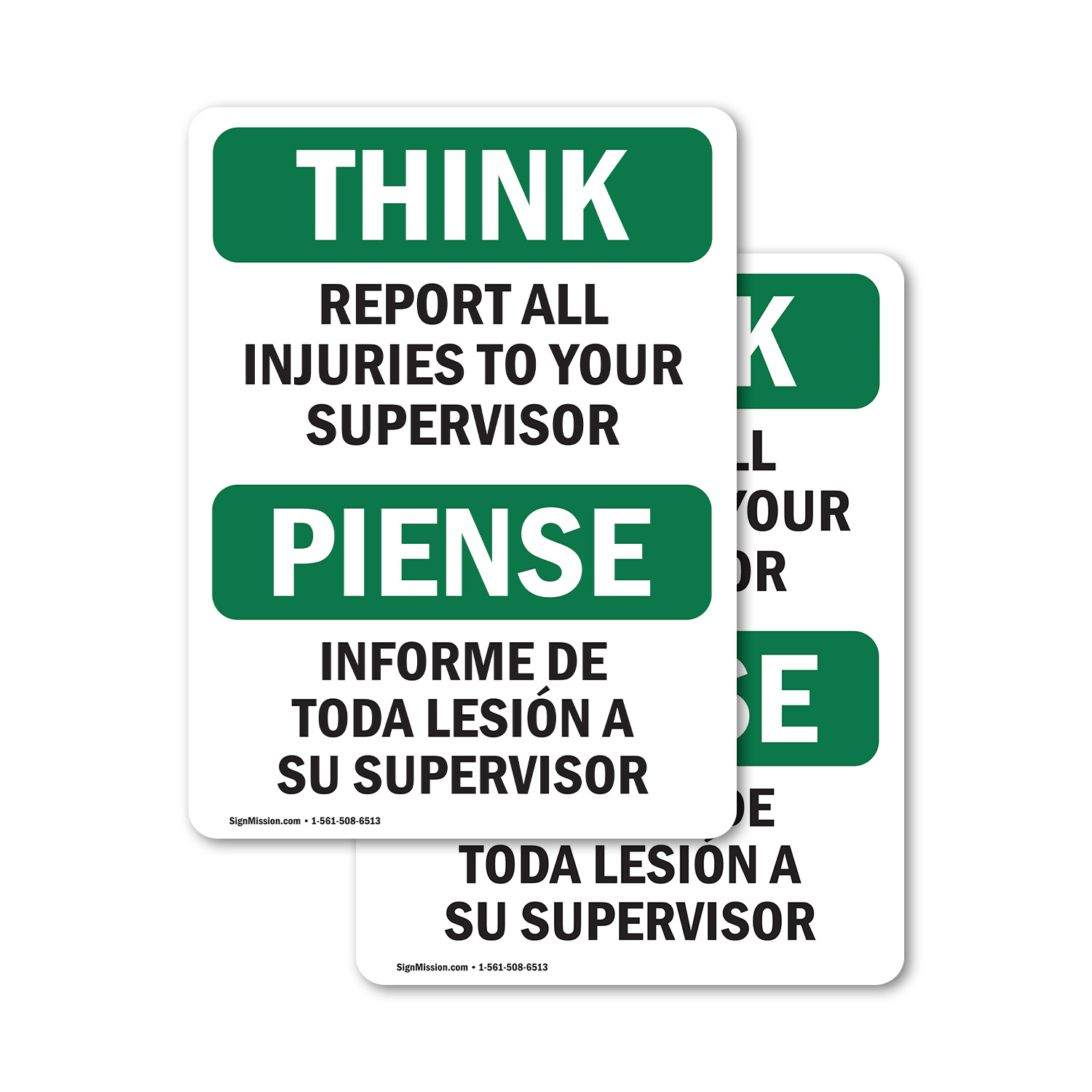(2 Pack) Report All Injuries To Your Supervisor OSHA Think Sign Decal Metal - Picture 11 of 22