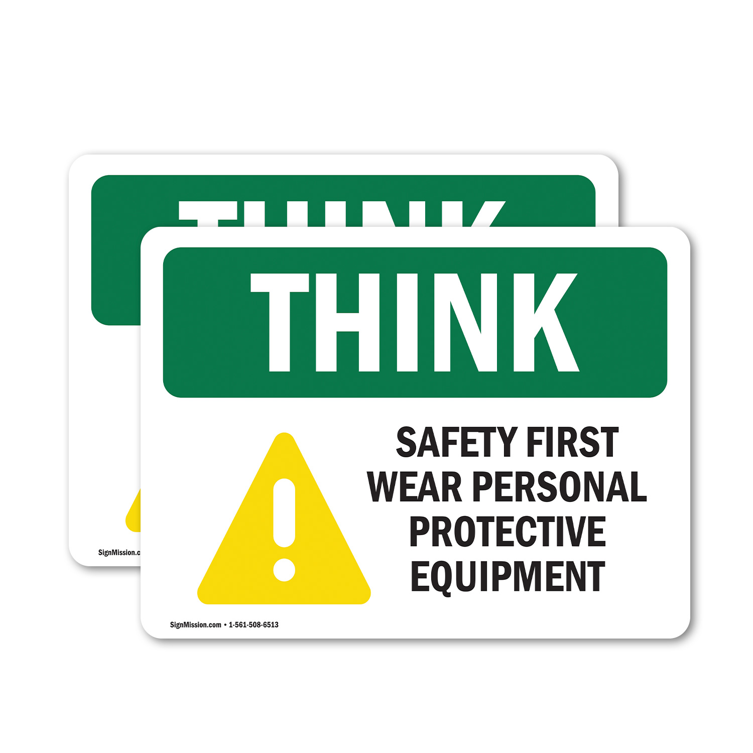 (2 Pack) Wear PPE With Symbol OSHA Think Sign Decal Metal Plastic - Picture 12 of 21