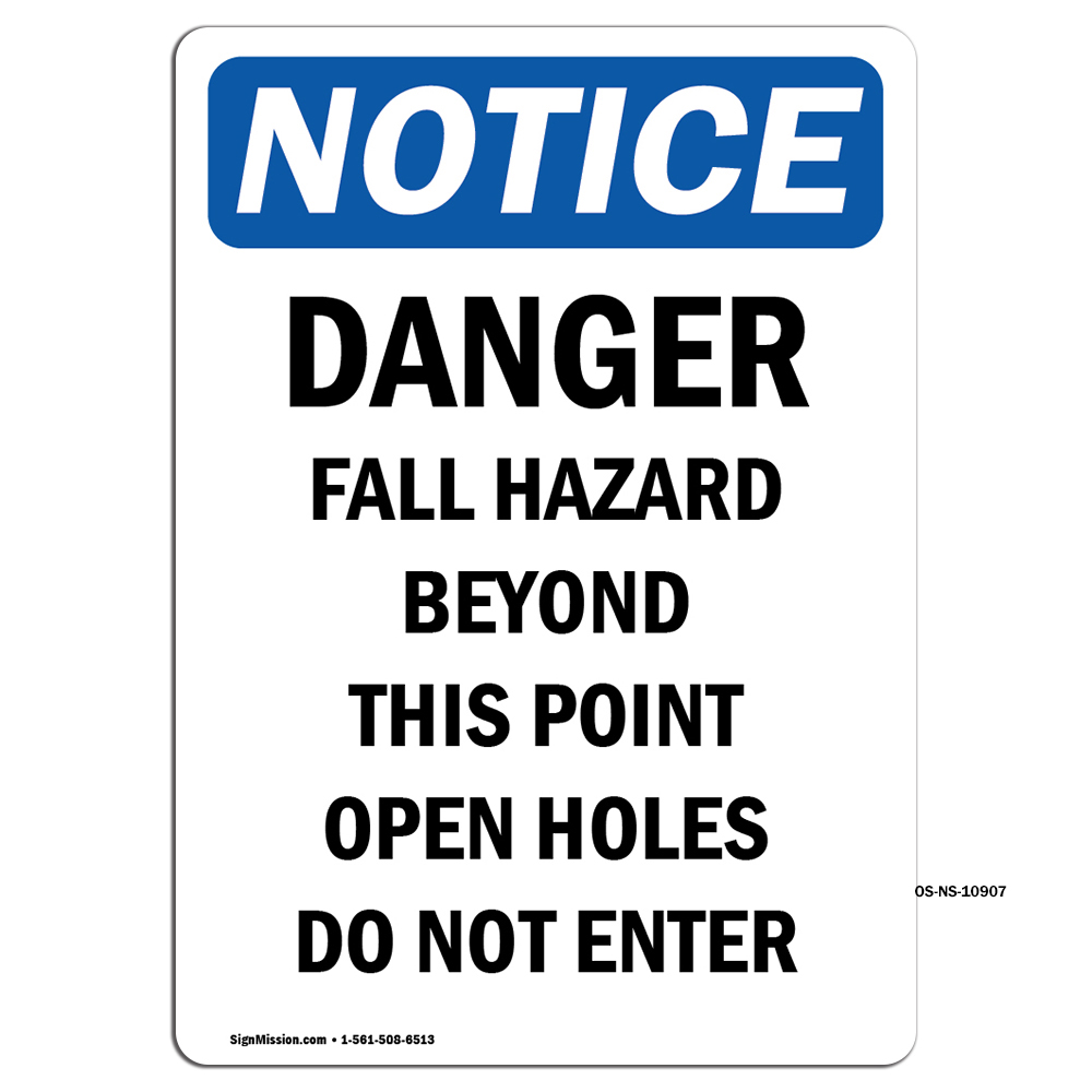 Danger Fall Hazard Beyond This OSHA Notice Sign Metal Plastic Decal