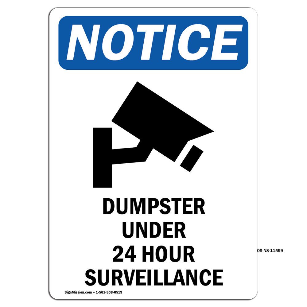 Dumpster Under 24 With Symbol OSHA Notice Sign Metal Plastic Decal