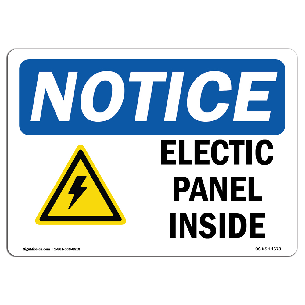 Electrical Panels Inside With Symbol OSHA Notice Sign Metal Plastic Decal