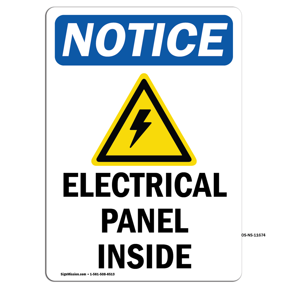 Electrical Panels Inside With Symbol OSHA Notice Sign Metal Plastic Decal
