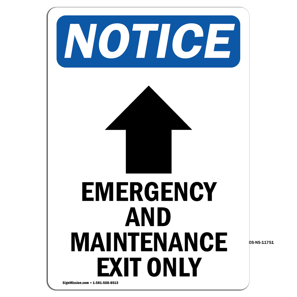Emergency And Maintenance With Symbol OSHA Notice Sign Metal Plastic Decal