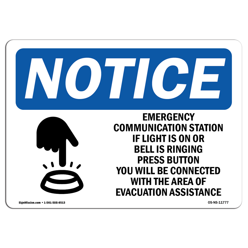 Emergency Communication Station With Symbol OSHA Notice Sign Metal Plastic Decal