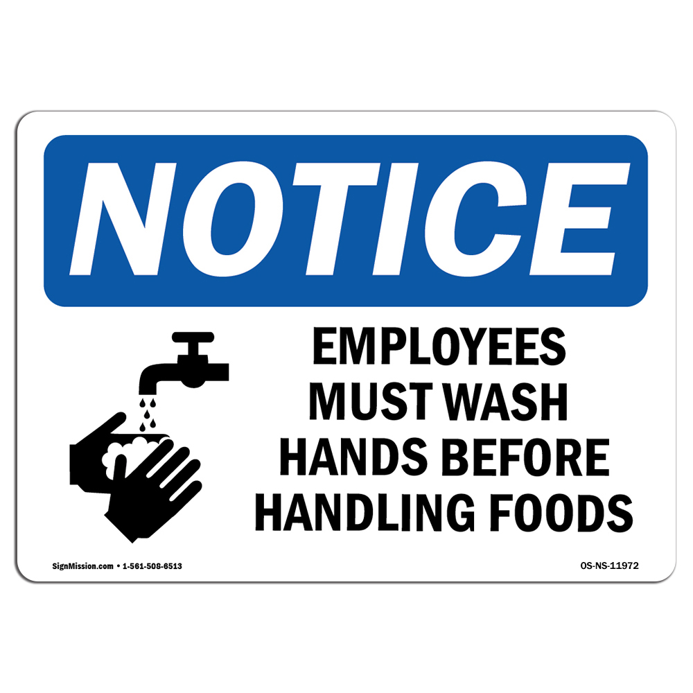 Employees Must Wash Hands Before With Symbol OSHA Notice Sign Metal Plastic