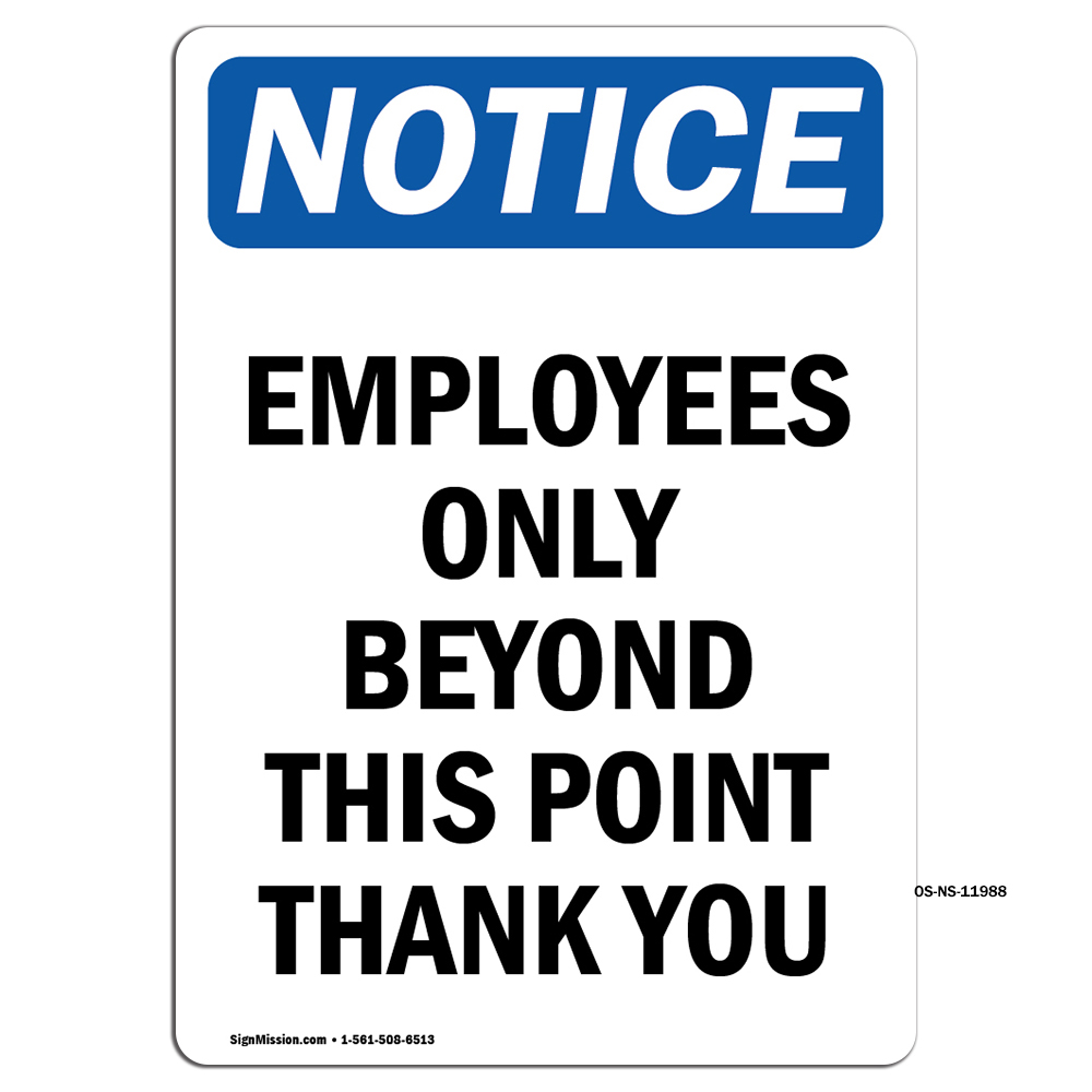 Employees Only Beyond This Point OSHA Notice Sign Metal Plastic Decal