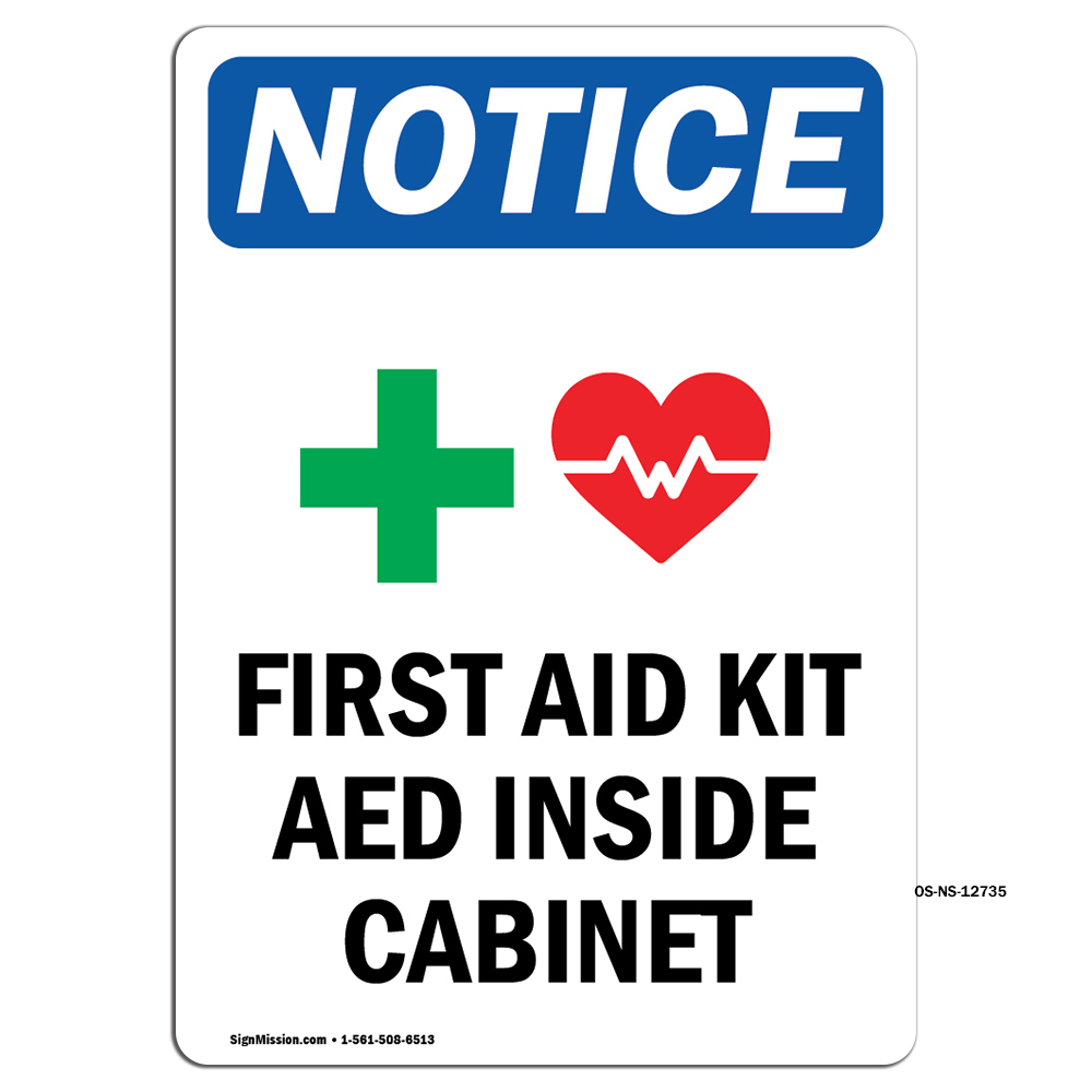 First Aid Kit AED With Symbol OSHA Notice Sign Metal Plastic Decal | eBay