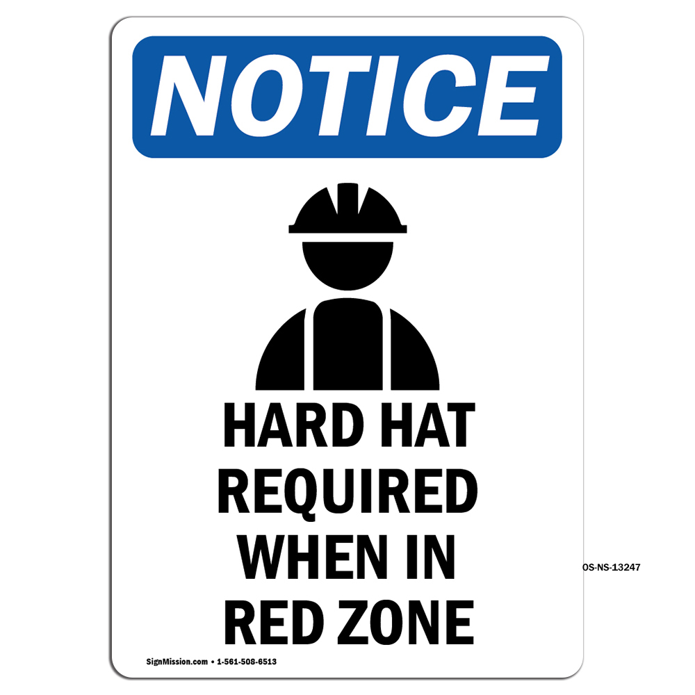 Hard Hat Required With Symbol OSHA Notice Sign Metal Plastic Decal