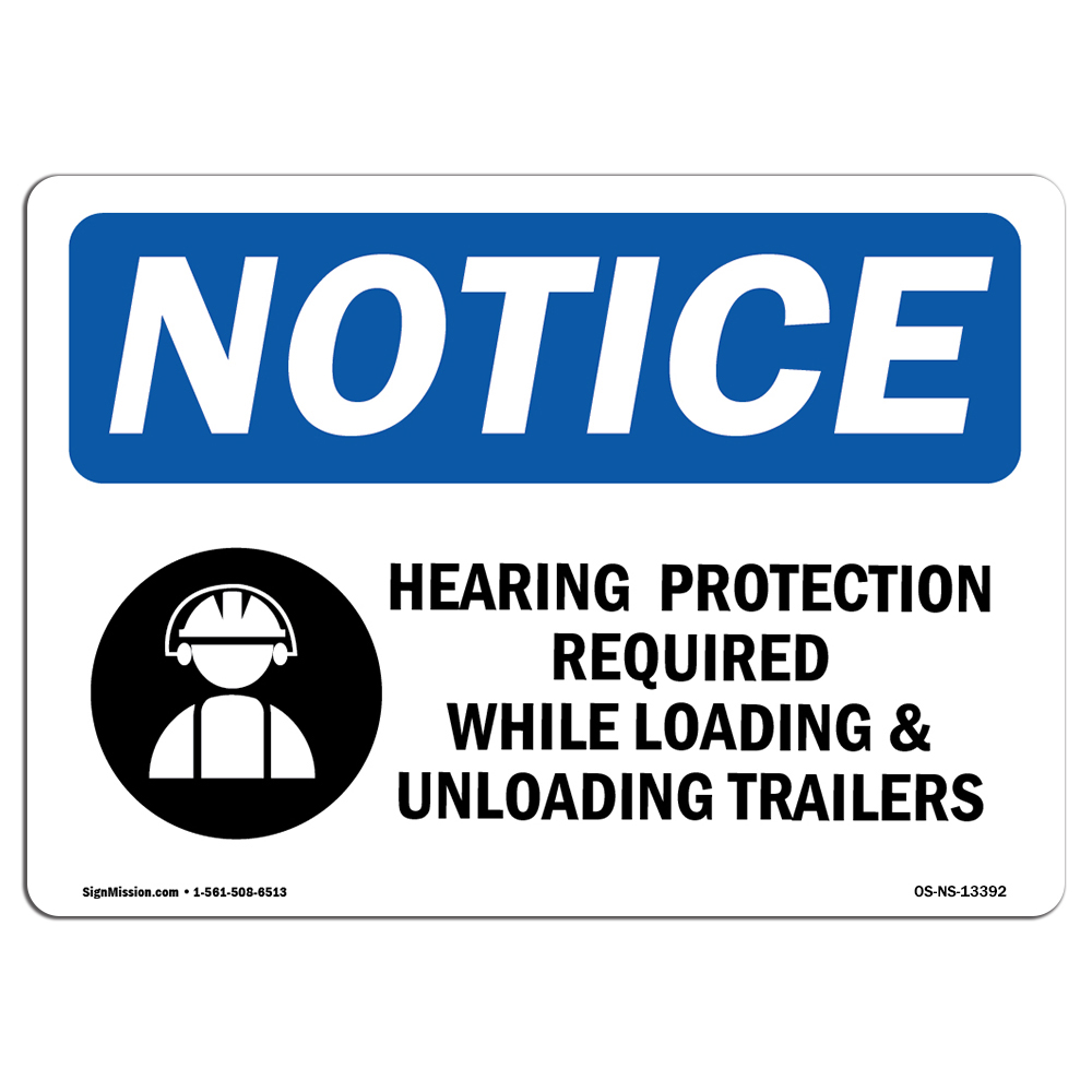 Hearing Protection Required With Symbol OSHA Notice Sign Metal Plastic Decal