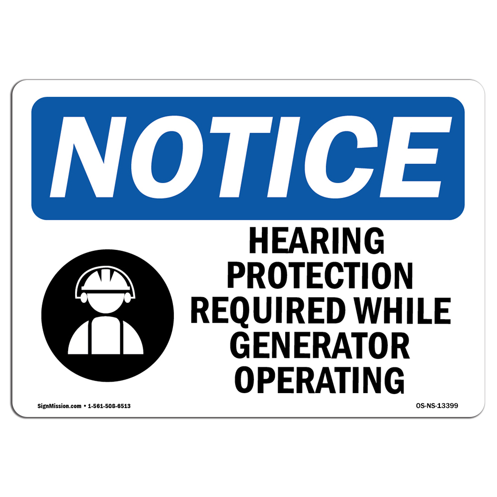 Hearing Protection Required With Symbol OSHA Notice Sign Metal Plastic Decal