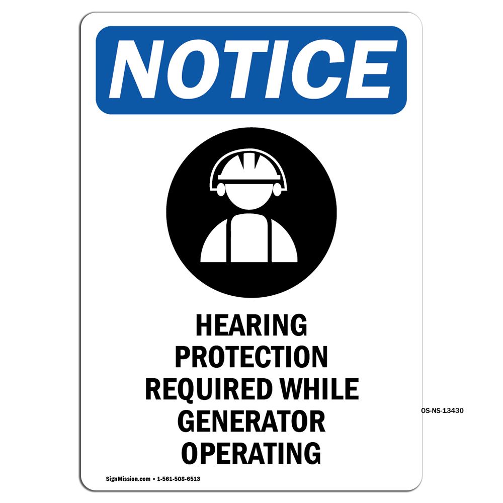 Hearing Protection With Symbol OSHA Notice Sign Metal Plastic Decal