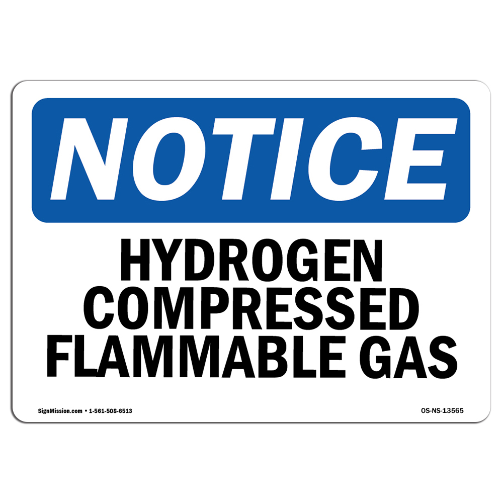 Calcomanía de plástico de metal letrero de hidrógeno comprimido gas inflamable de OSHA - Imagen 1 de 16