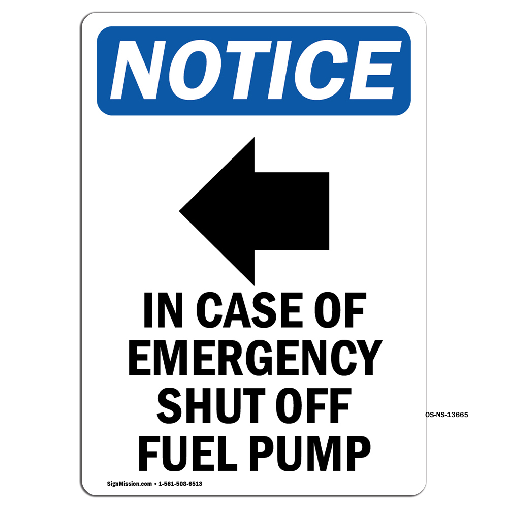 In Case Of Emergency With Symbol OSHA Notice Sign Metal Plastic Decal